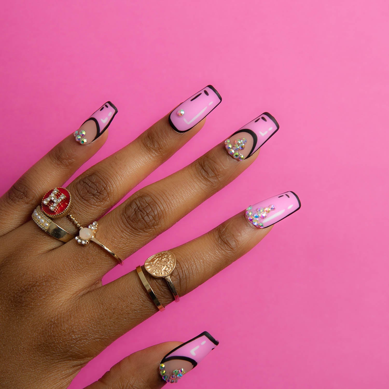 Pop Art French tip Square nails  H81