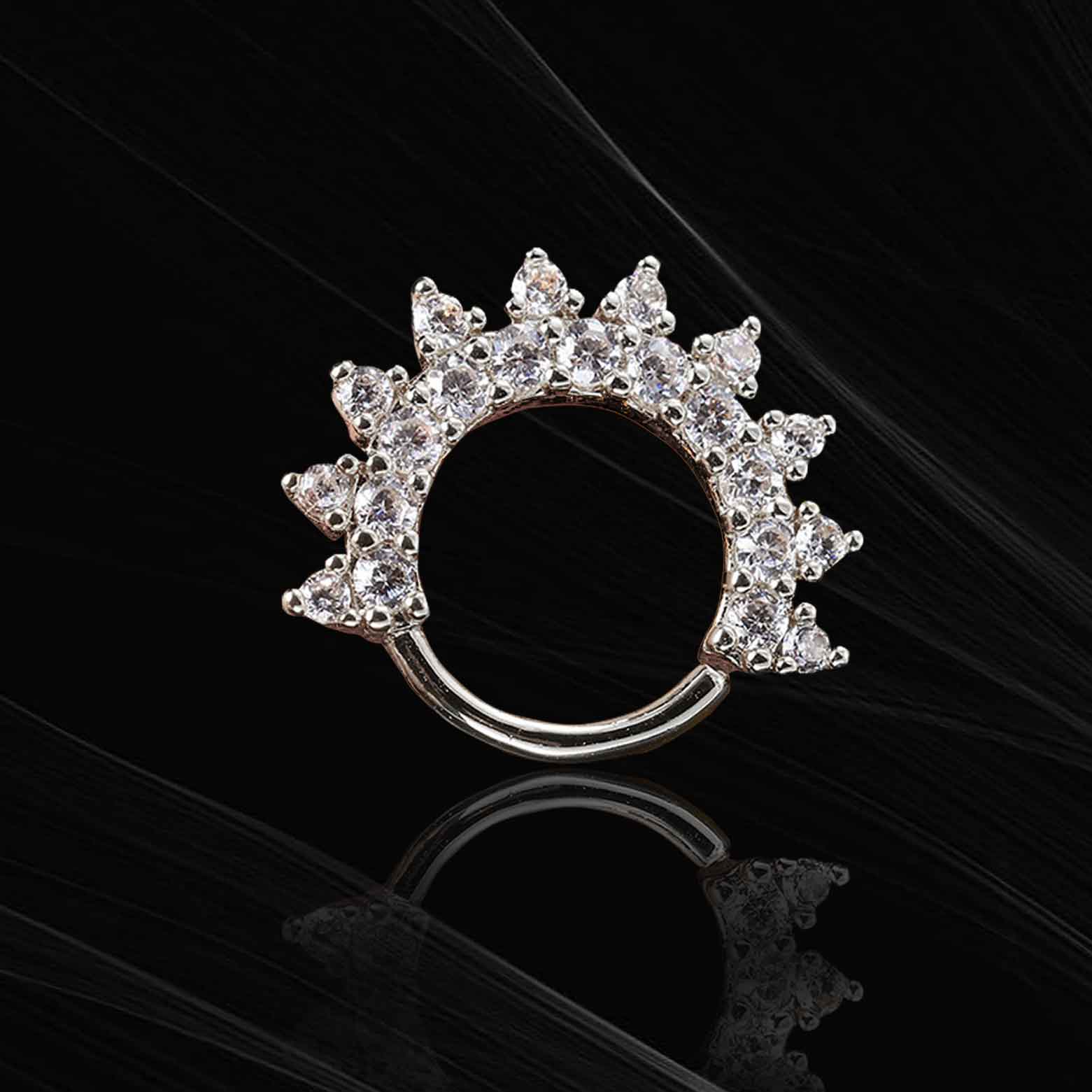 Nose Ring - Rhodium plated Zirconia - RTS