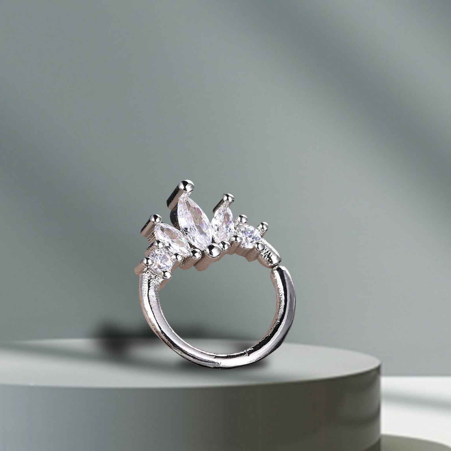 Nose Ring - Rhodium plated Zirconia - RTS