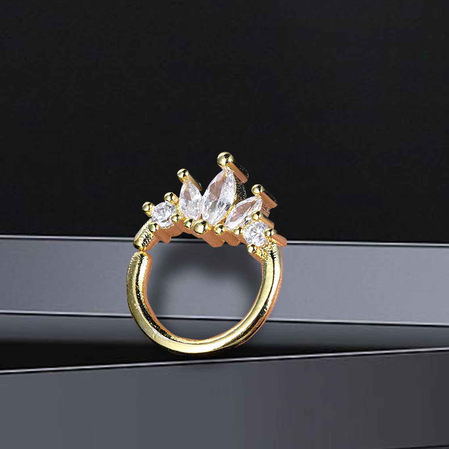 Nose Ring - Rhodium plated Zirconia - RTS