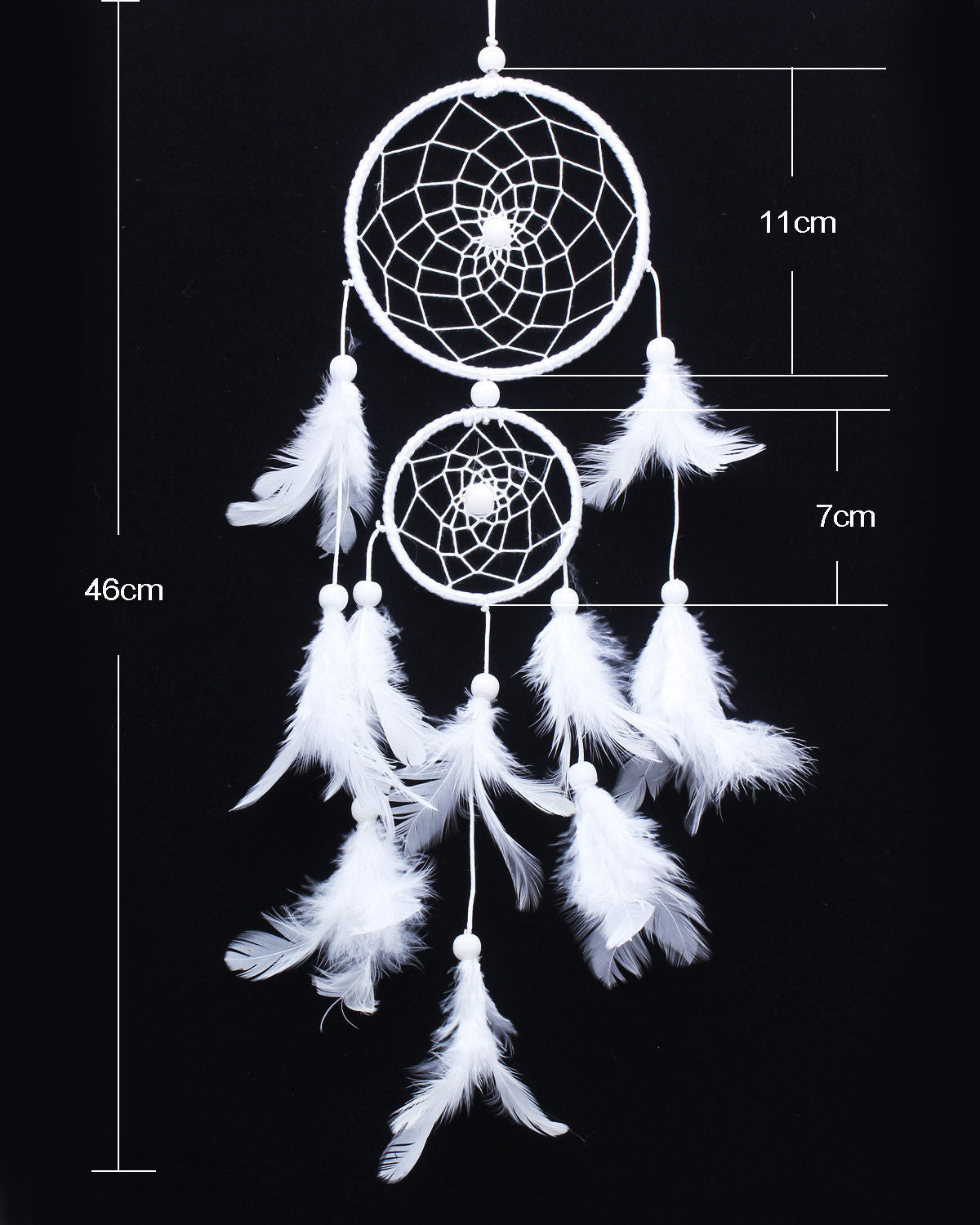 White Dream Catcher Pendant with Double Ring