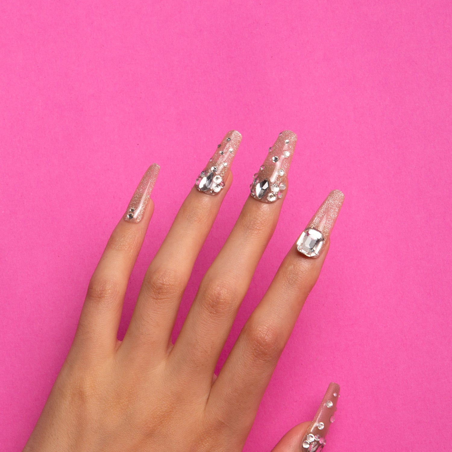 Shine Bright Like a Diamond Handmade Coffin Nails H06 RTS