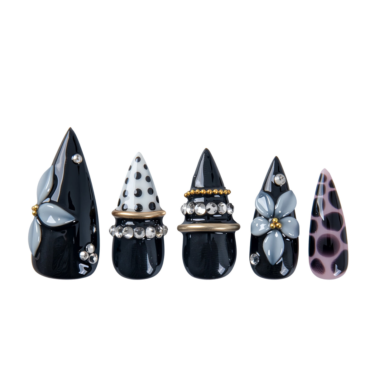 Noir Blossom Handmade Nails H1006
