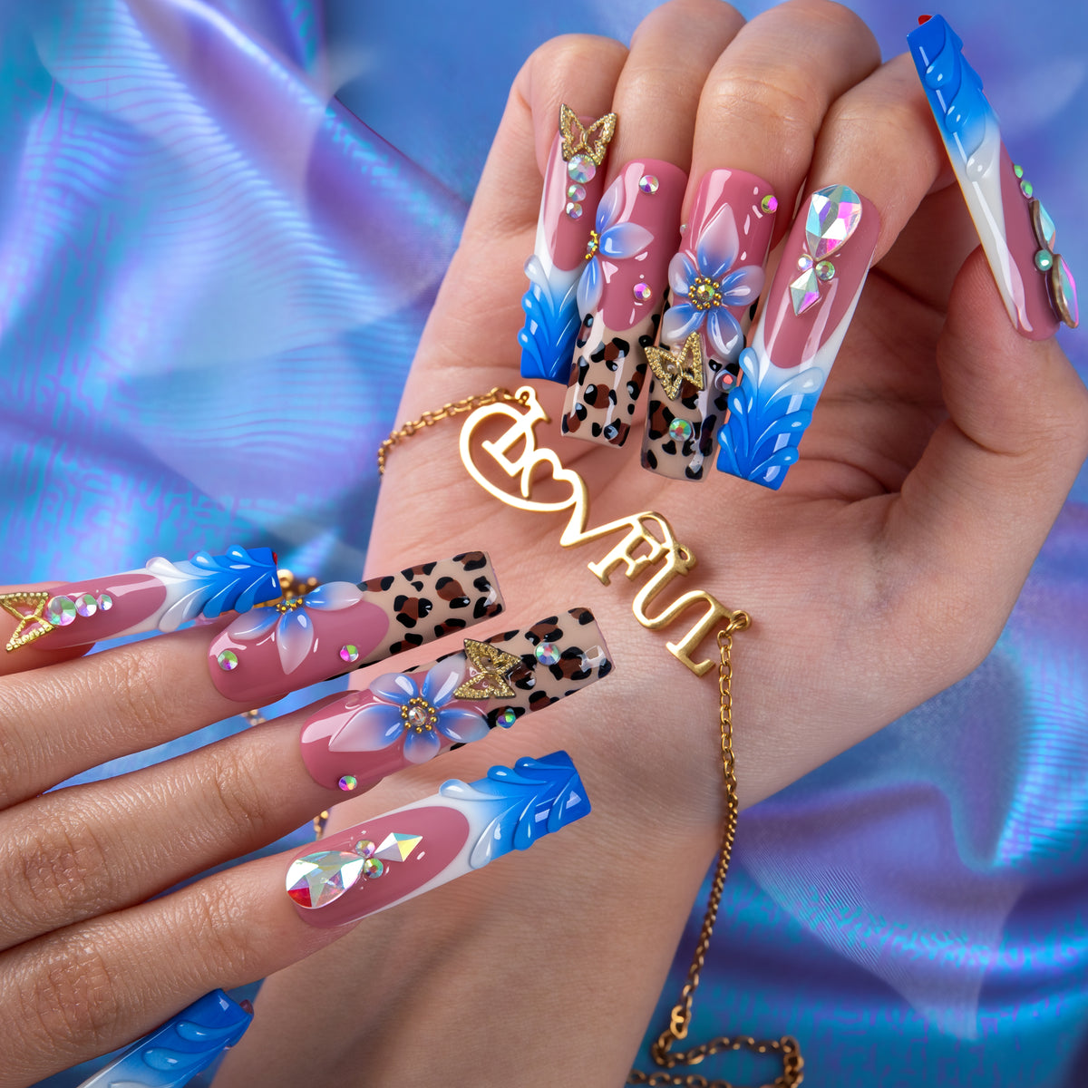 Aqua Flora Handmade Nails H1008