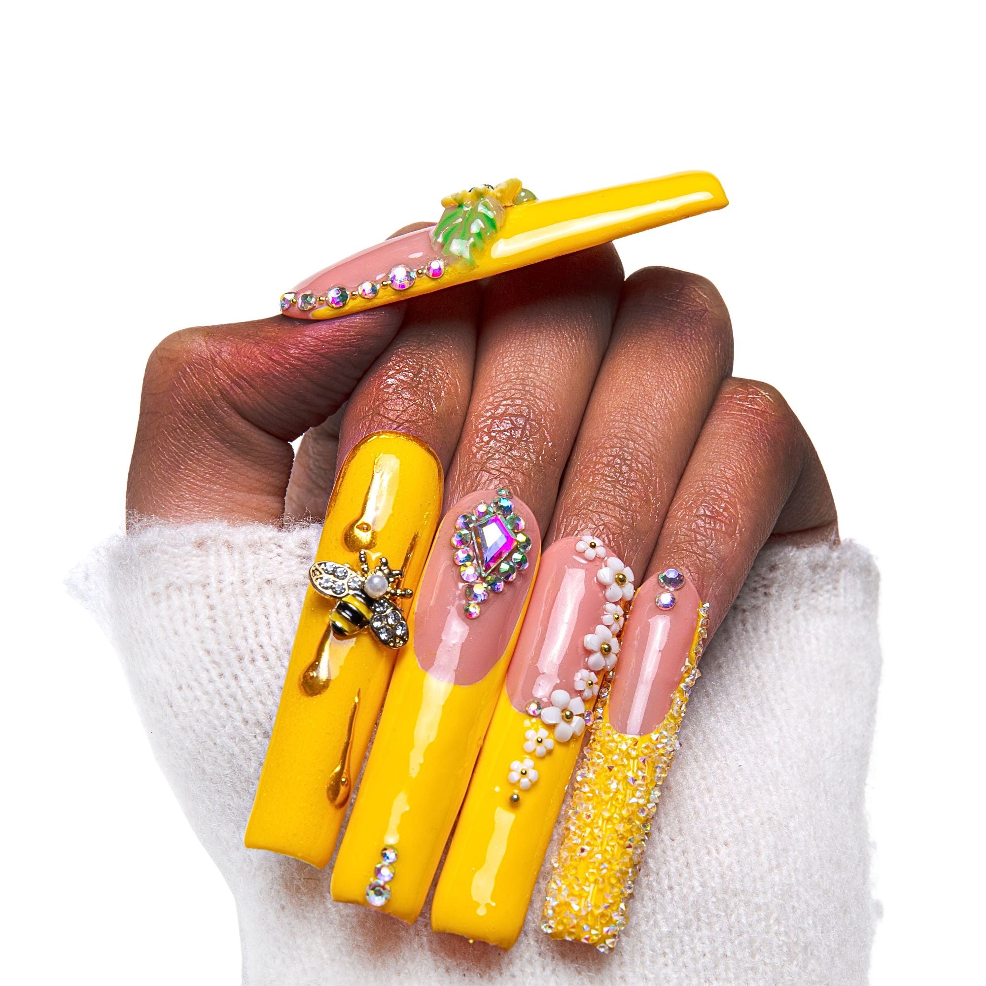 Honey Bee Yellow Handmade Nails H101