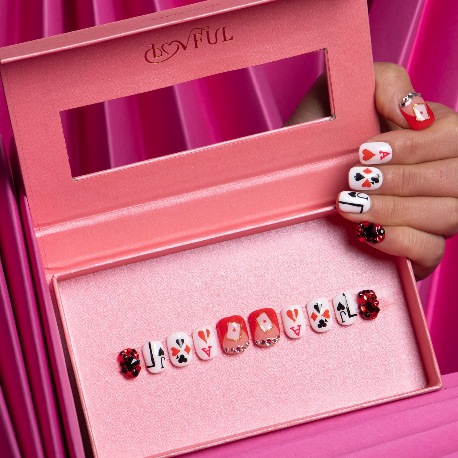 Poker Queen Handmade Square Nails H102