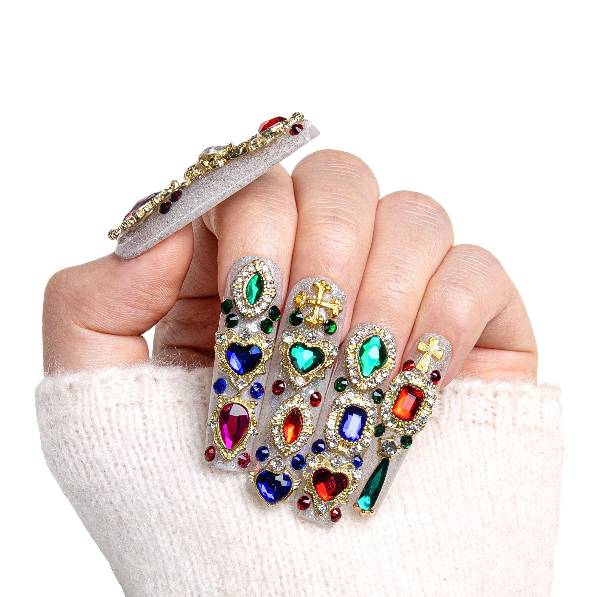 Treasure Trove Rhinestone Handmade Nails H103