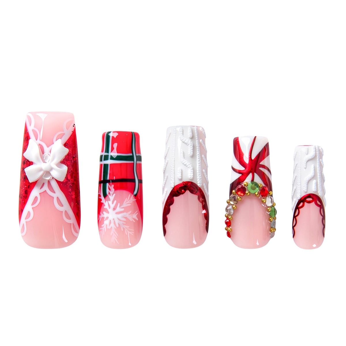 Ribbon Noel Handmade Nails H1031