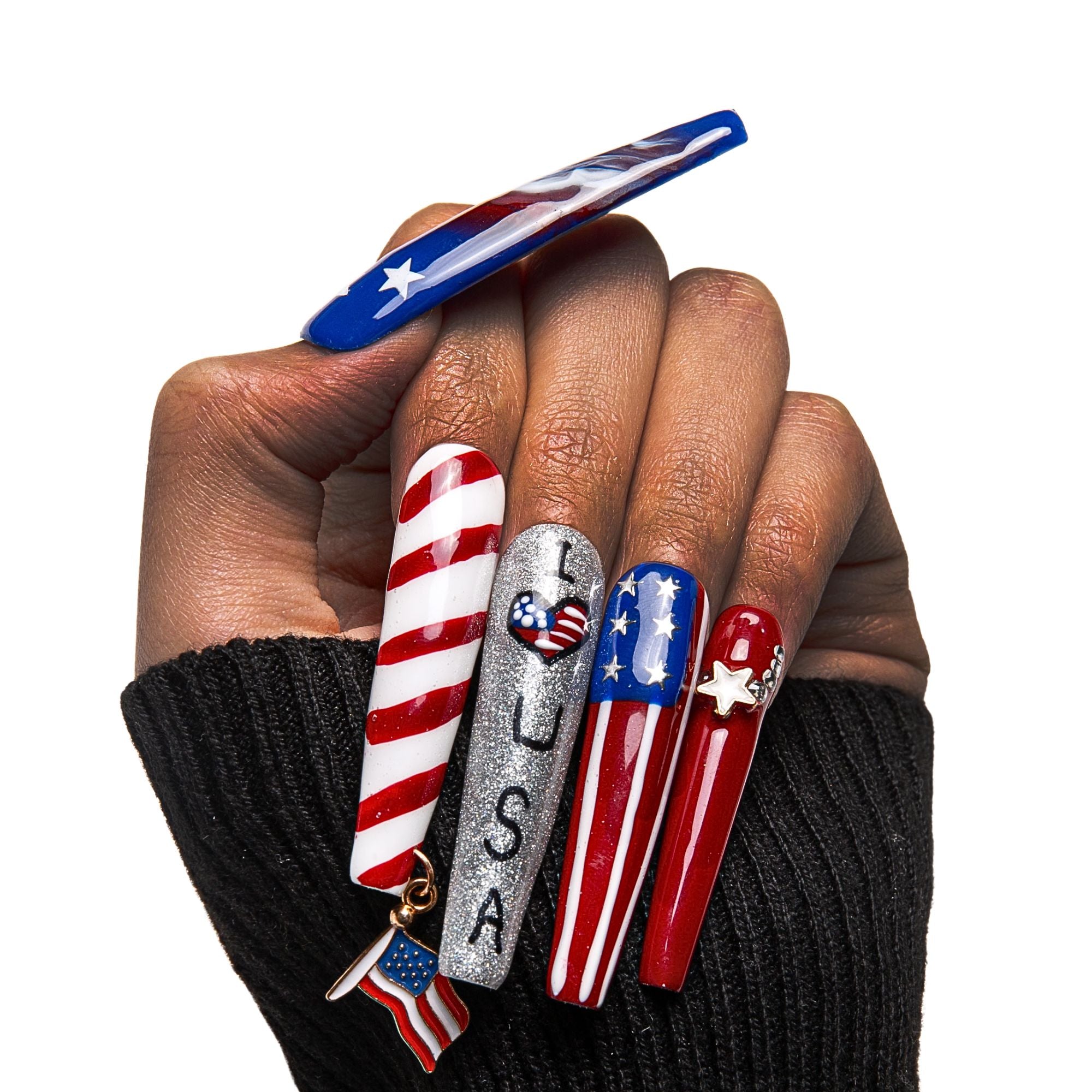 American Dream press on nails, USA flag design, July 4th nails