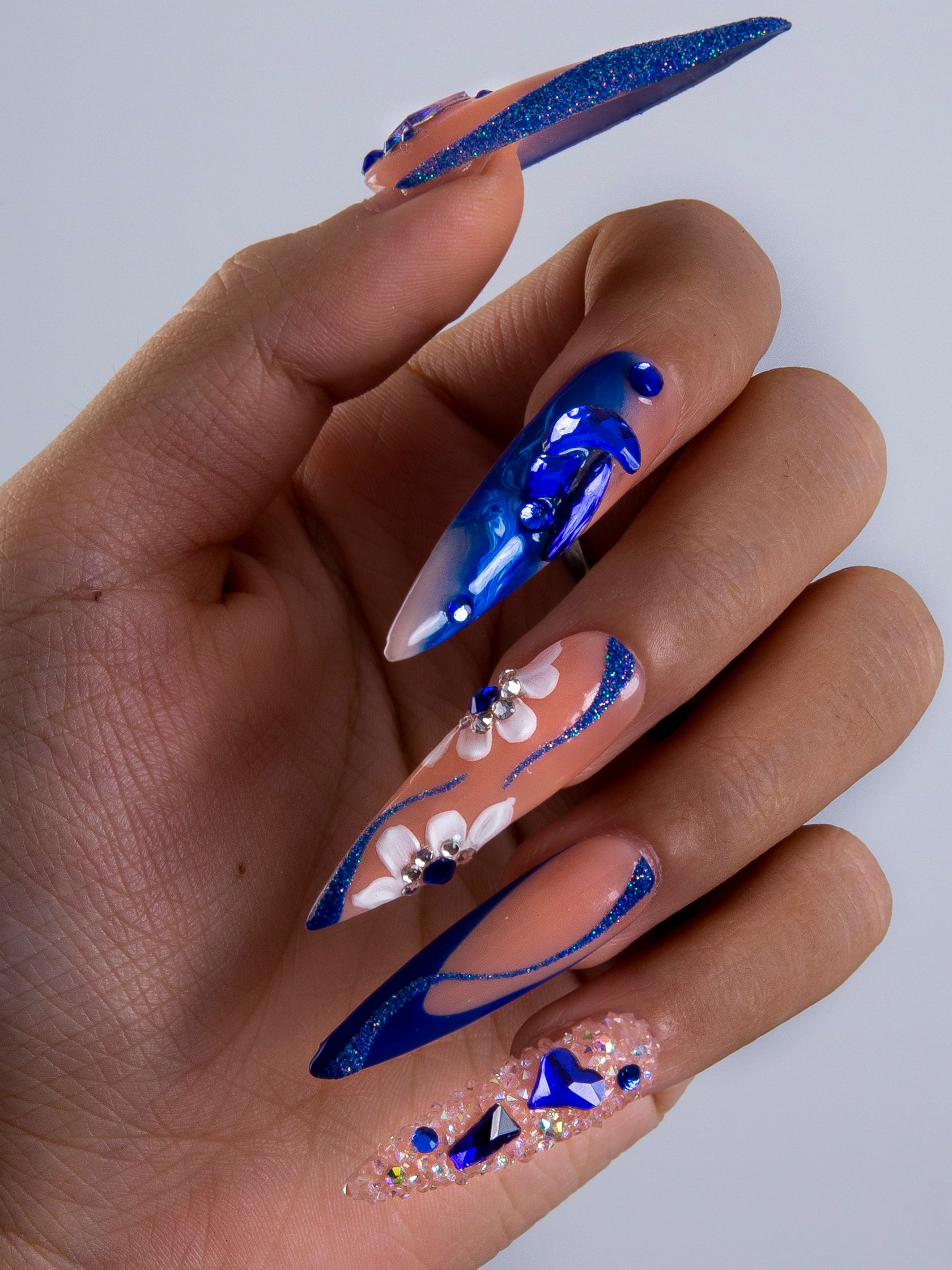 blue suede press on nails