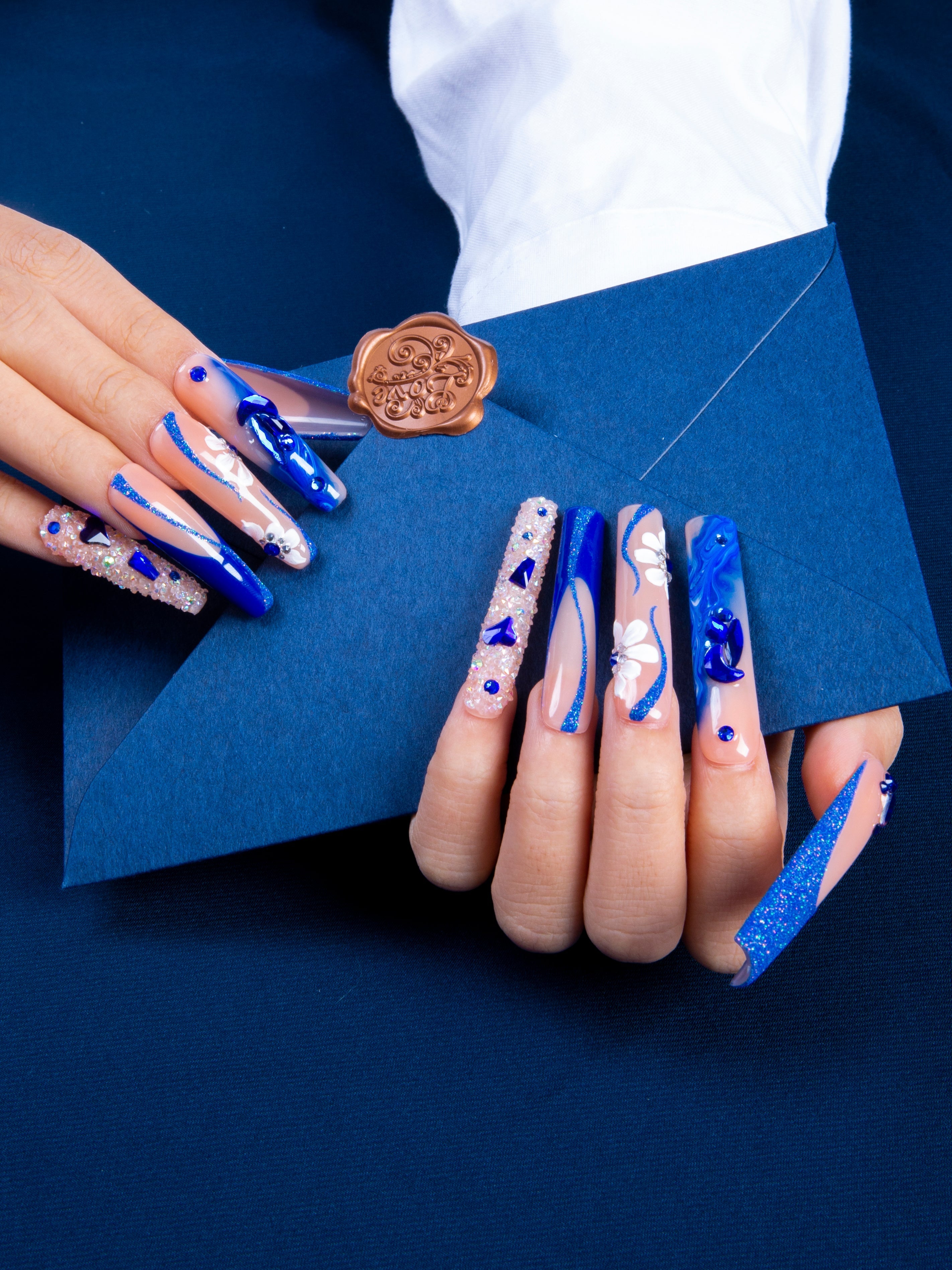 blue suede press on nails