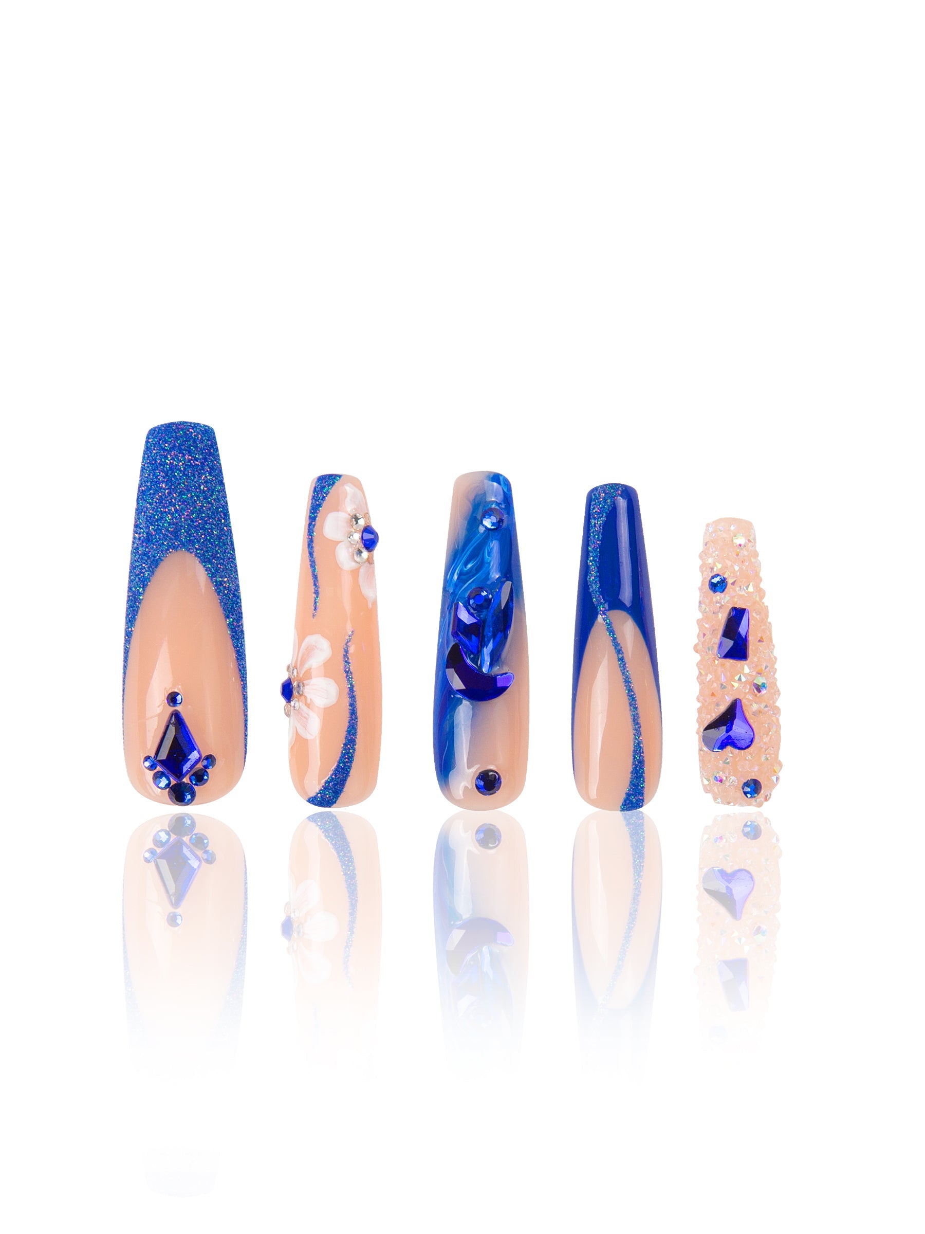 blue suede press on nails