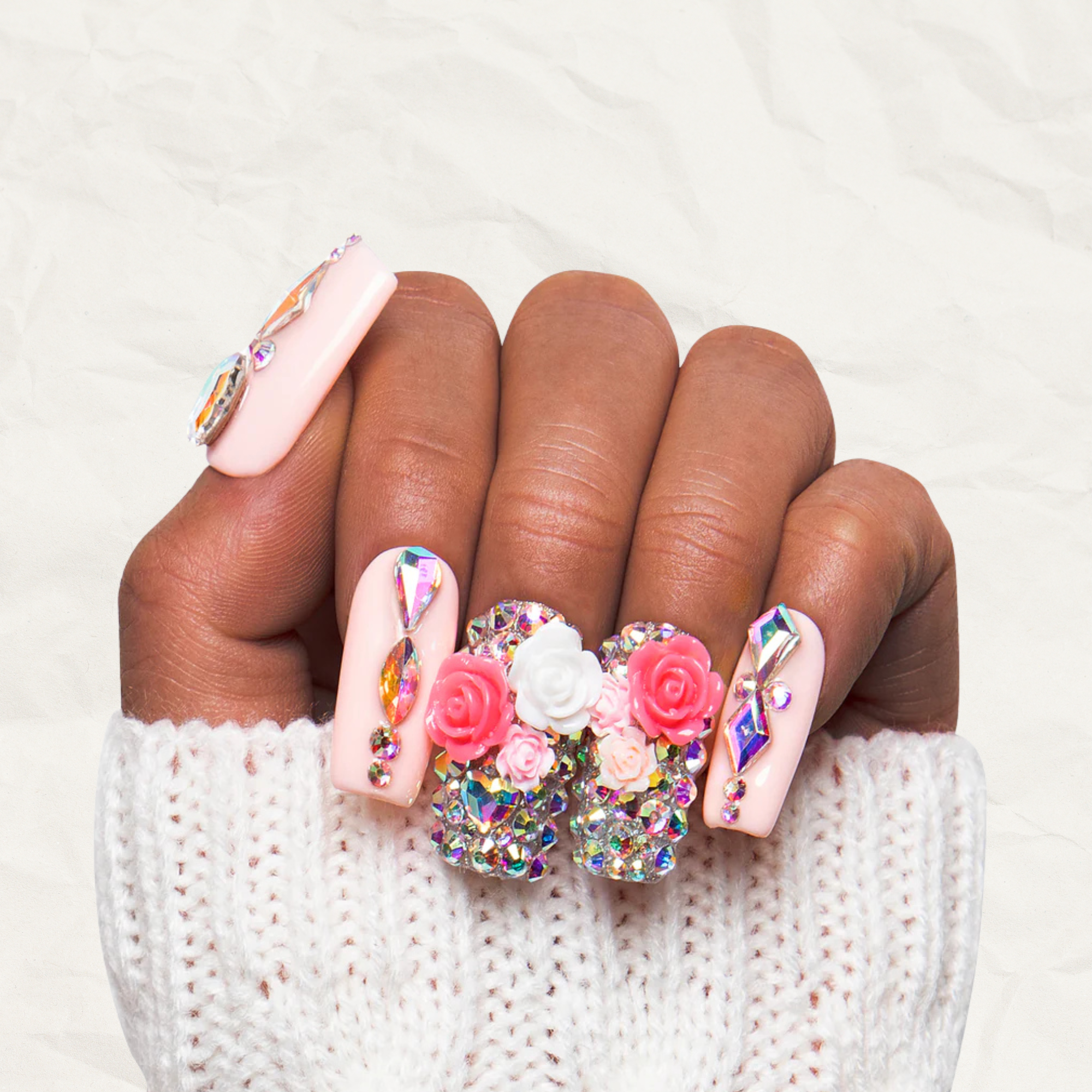 Rose Garden Handmade Nails H107