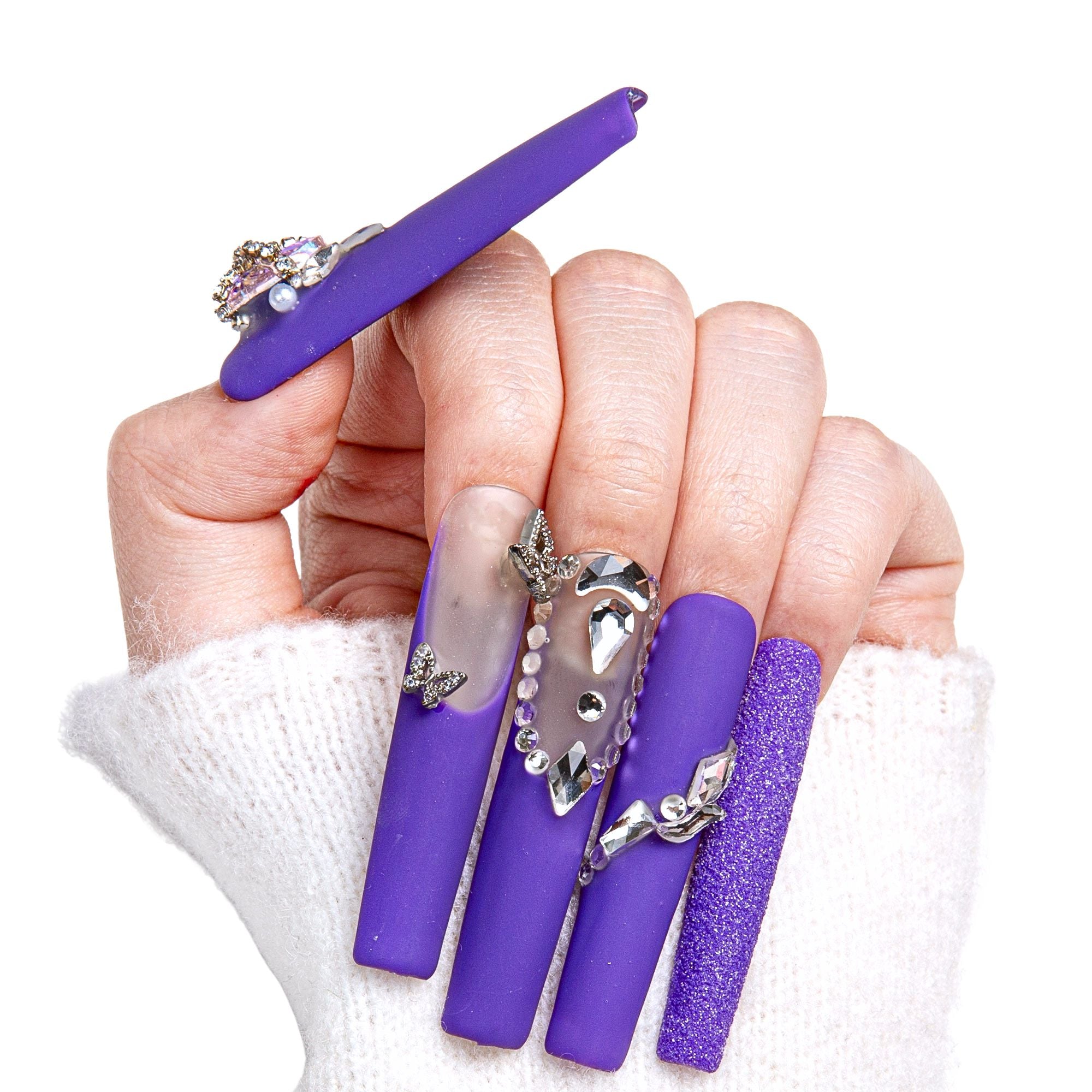 Mystique Veil Purple Handmade Nails H108