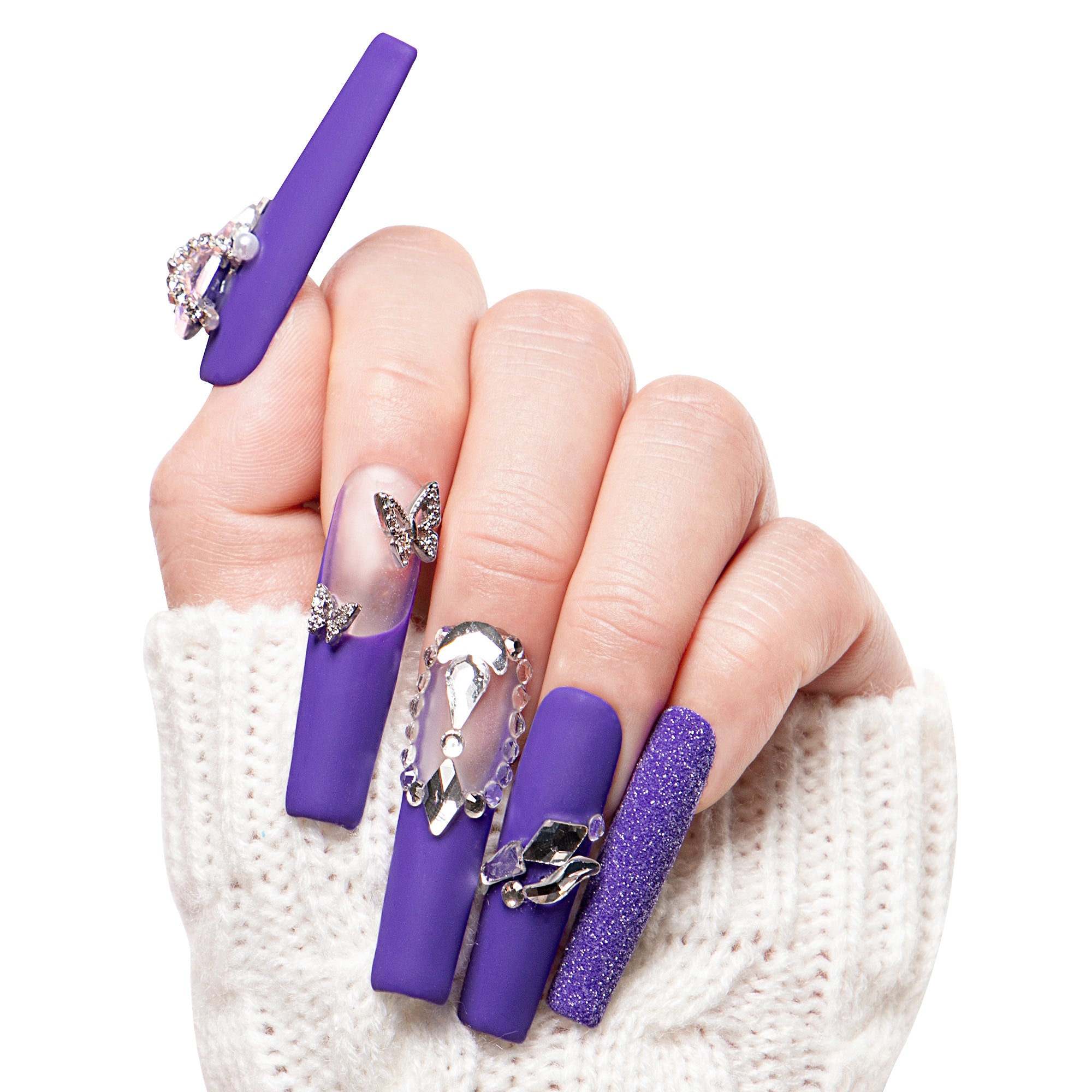 Mystique Veil Purple Handmade Nails H108