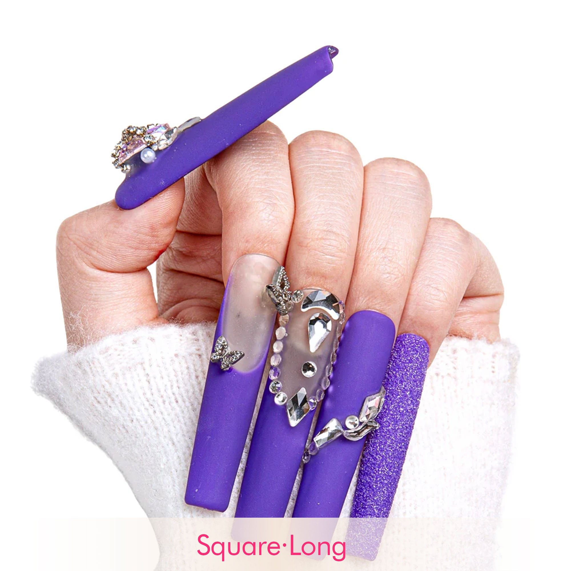 Mystique Veil Purple Handmade Nails H108