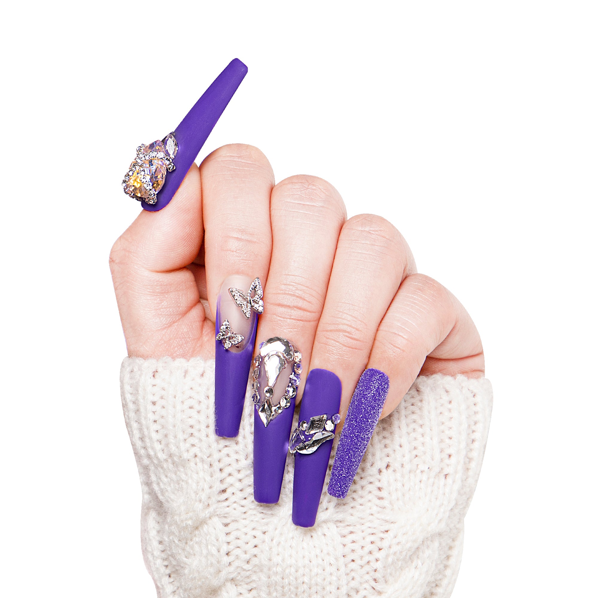 Mystique Veil Purple Handmade Nails H108