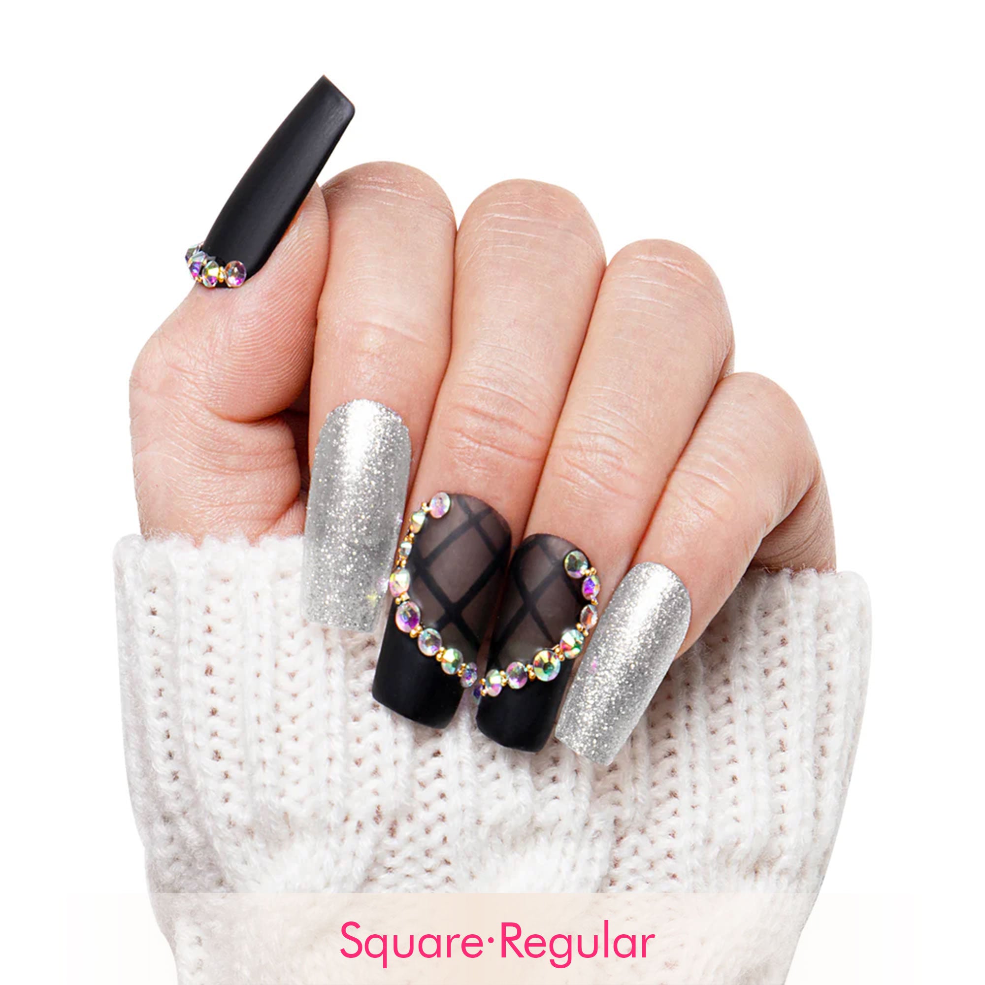Black Lace Handmade Nails H114