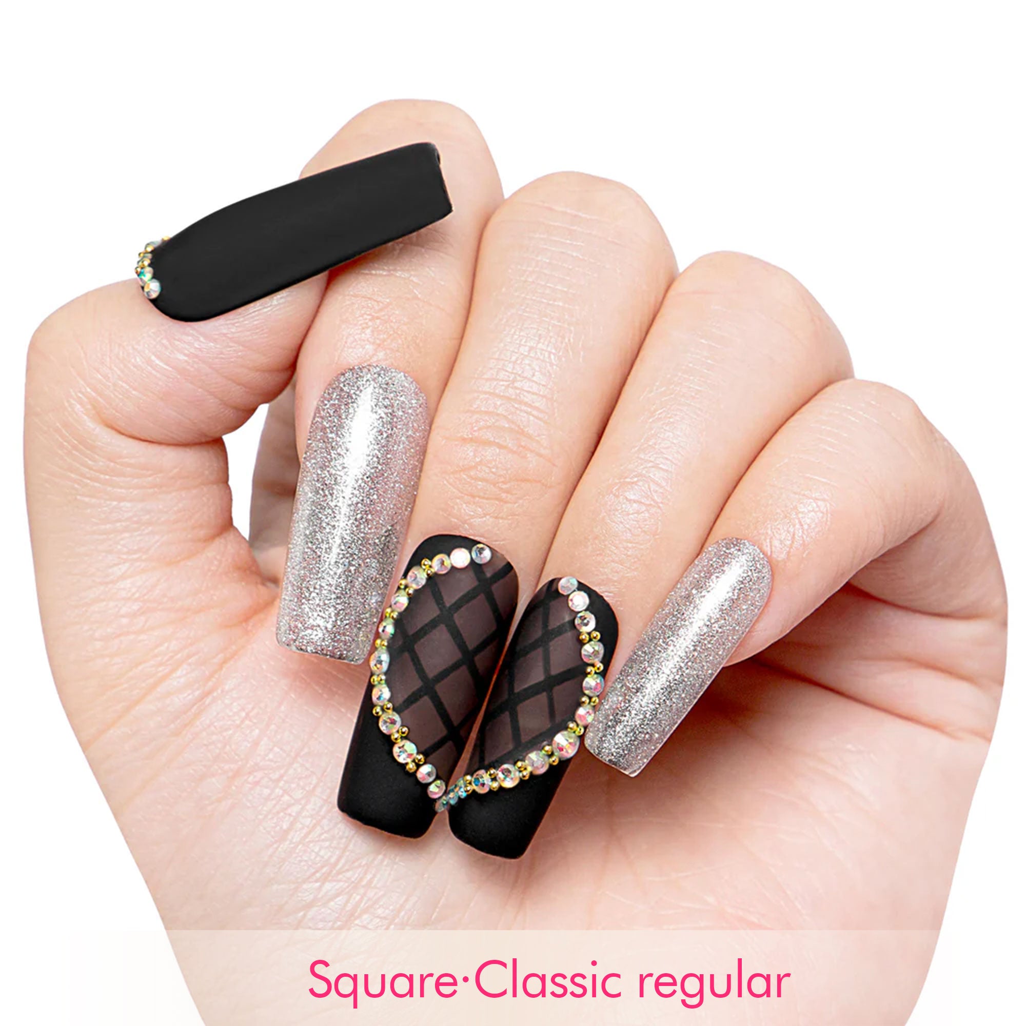 Black Lace Handmade Nails H114