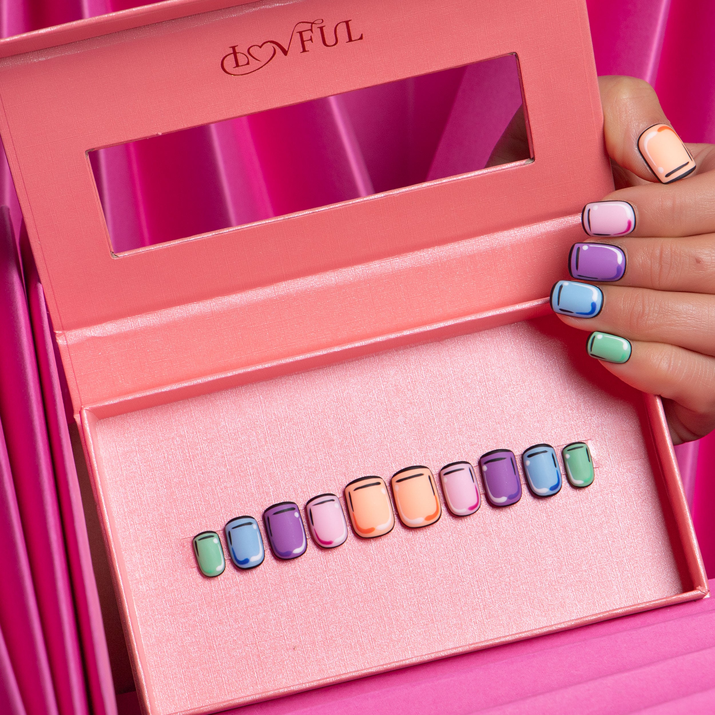 Colorful Pop Handmade Square Nails H116