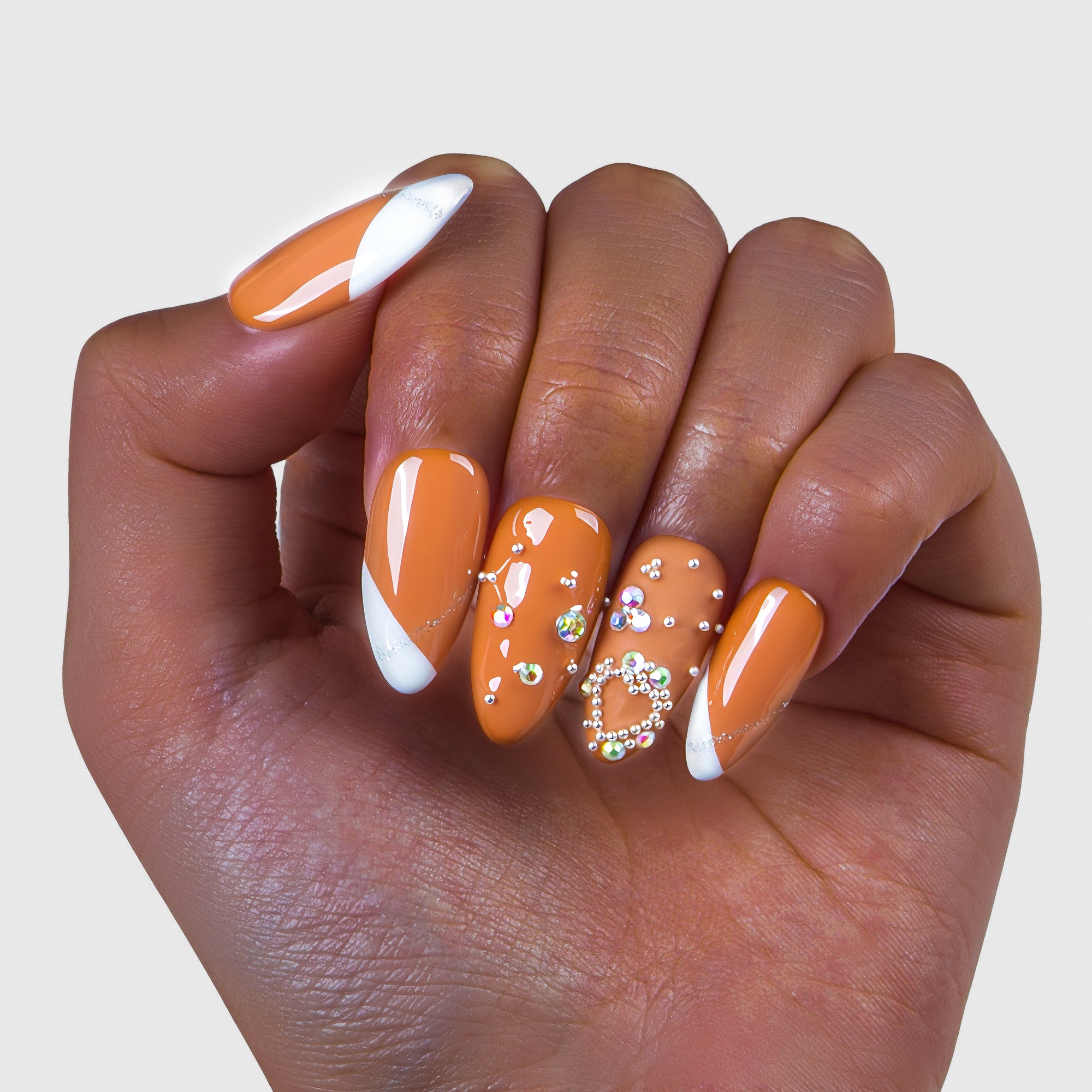 Lovely Kitten Heels French Tip Handmade Nails H117