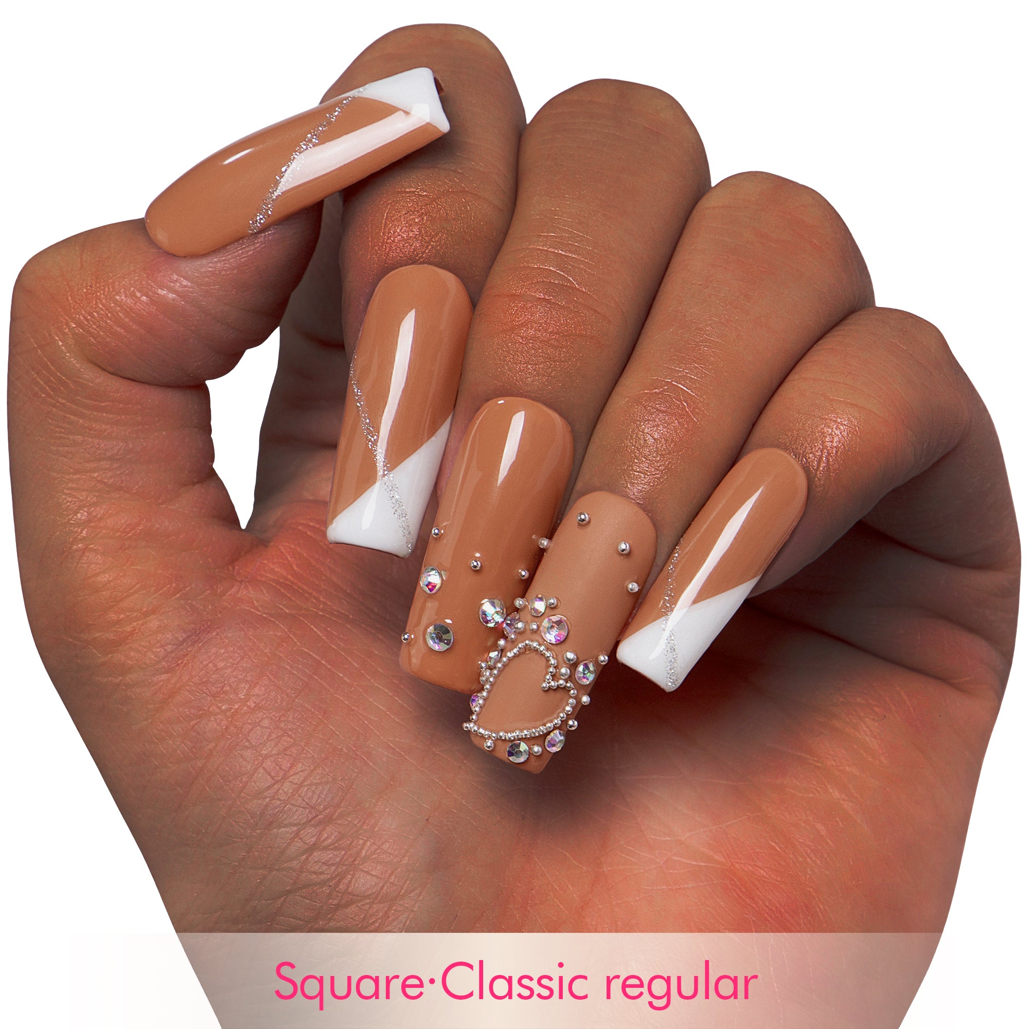 Lovely Kitten Heels French Tip Handmade Nails H117