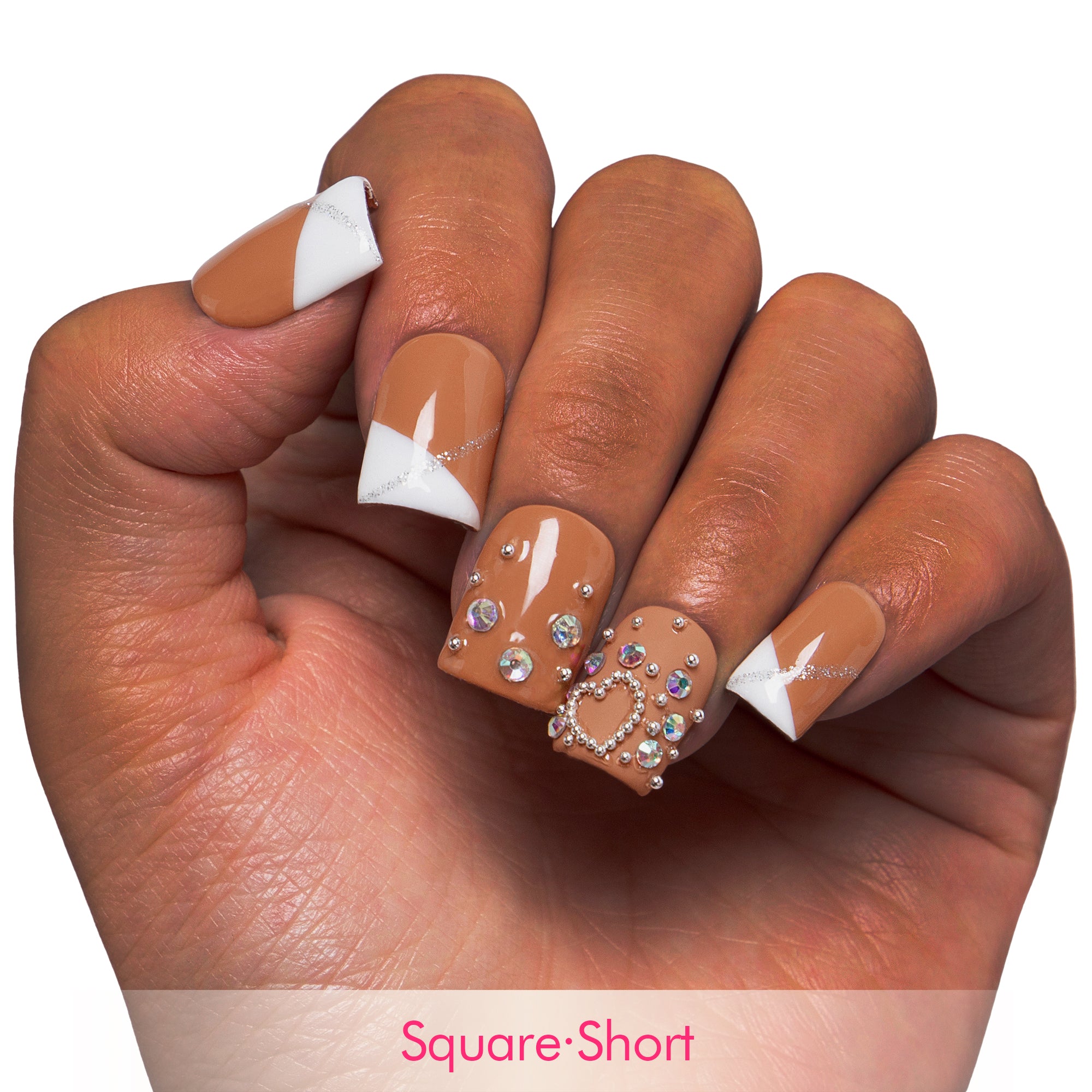 Lovely Kitten Heels French Tip Handmade Nails H117