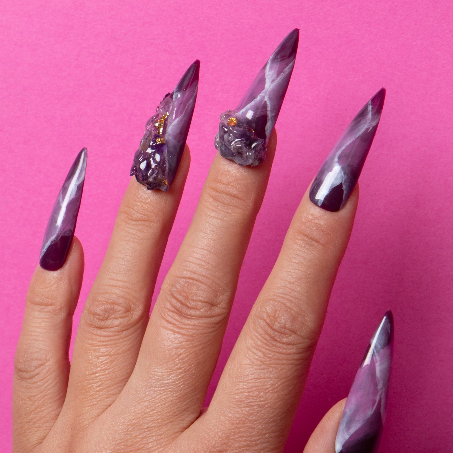 Dream Amethyst Handmade Stiletto Nails H118