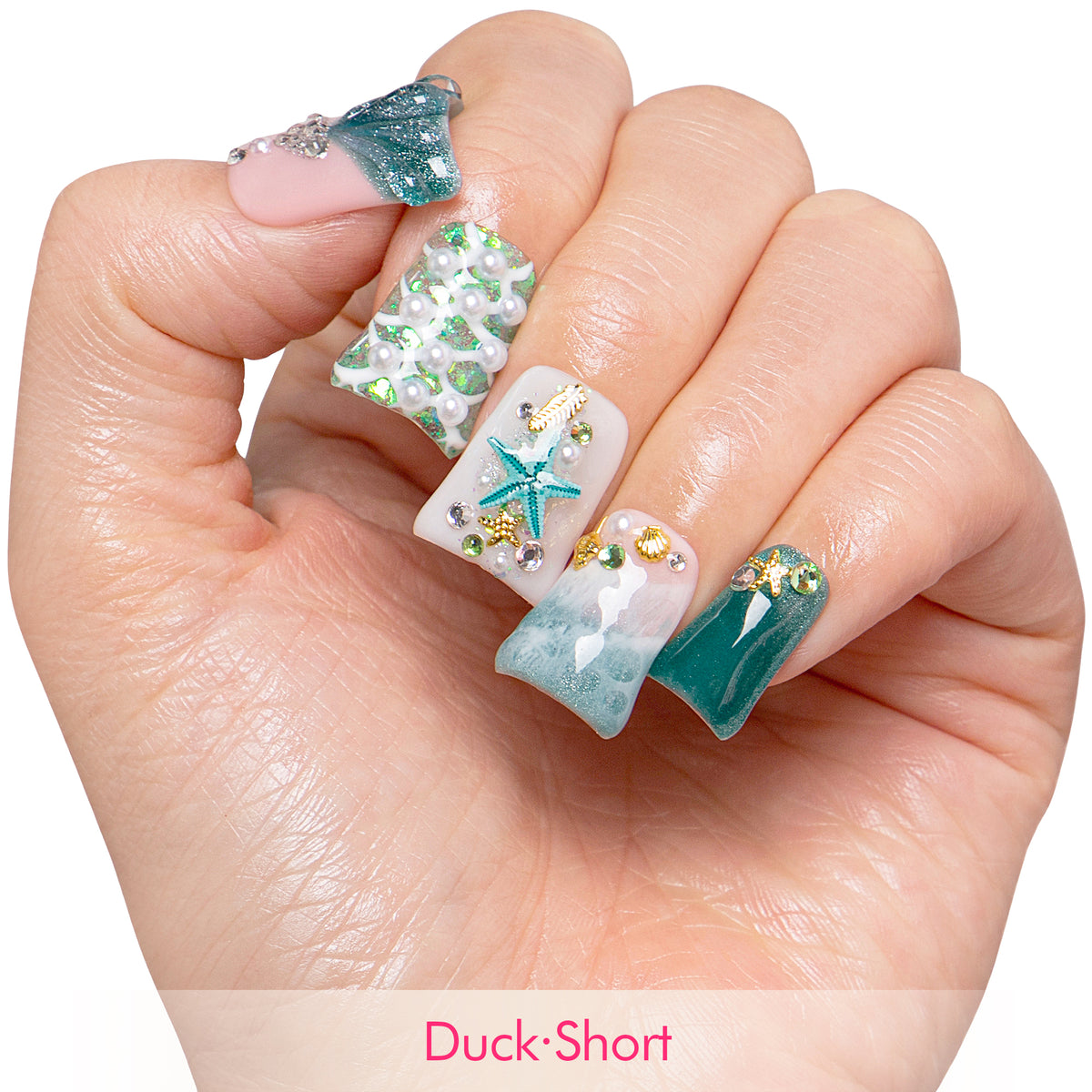 Surfing Girls Blue Handmade Nails H119