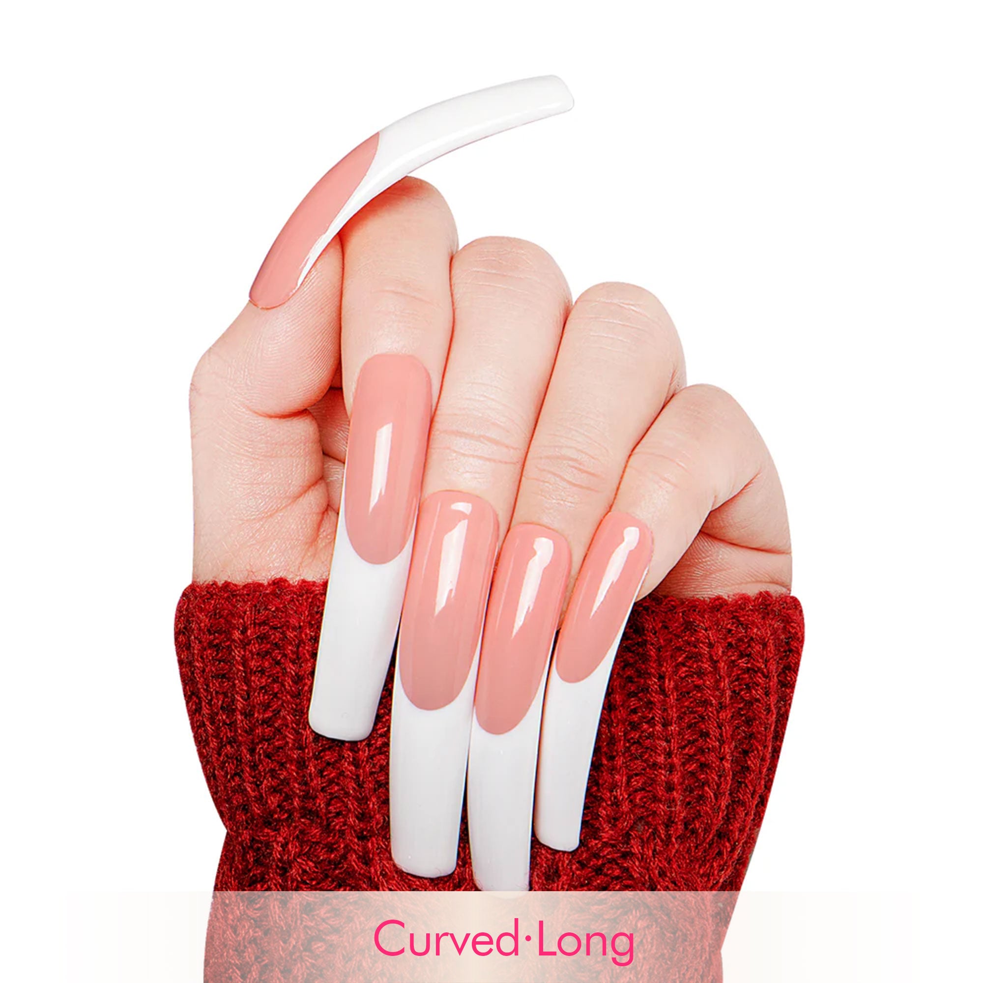 Coffee Latte French Tip Handmade Nails H12