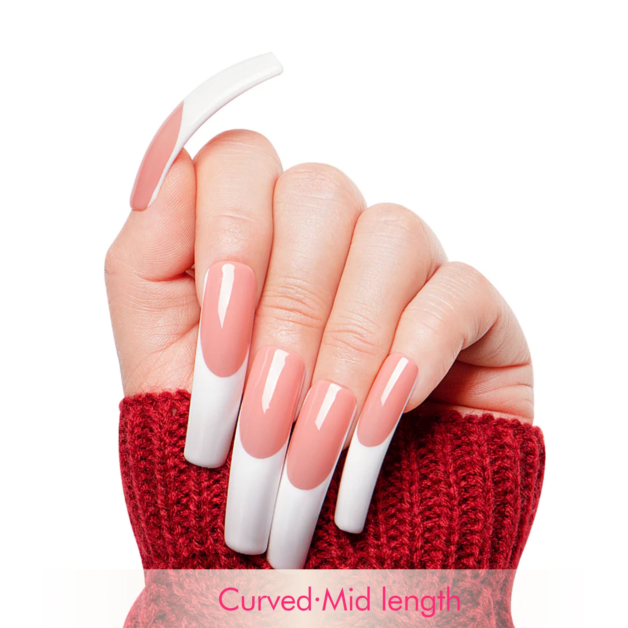 Coffee Latte French Tip Handmade Nails H12