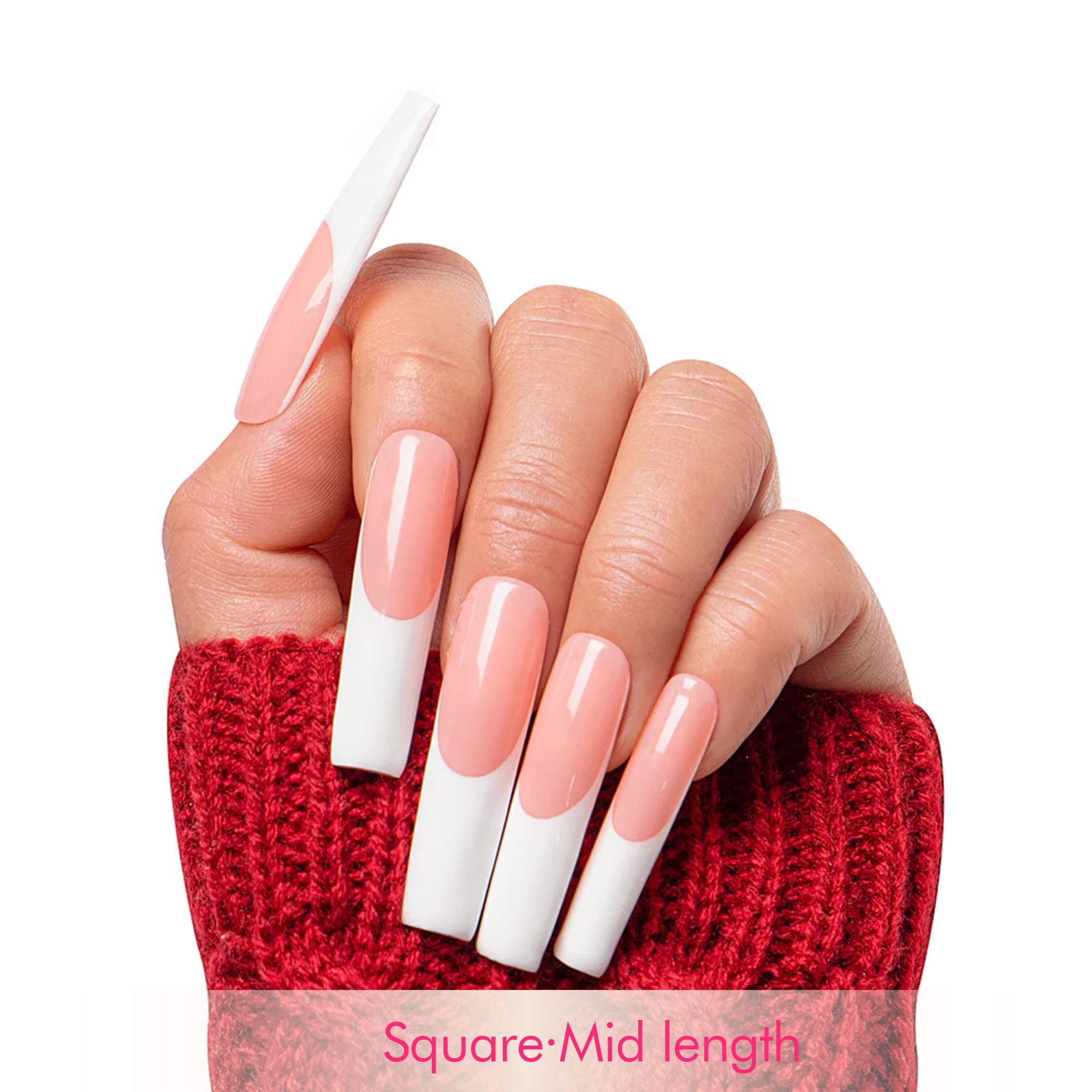 Coffee Latte French Tip Handmade Nails H12