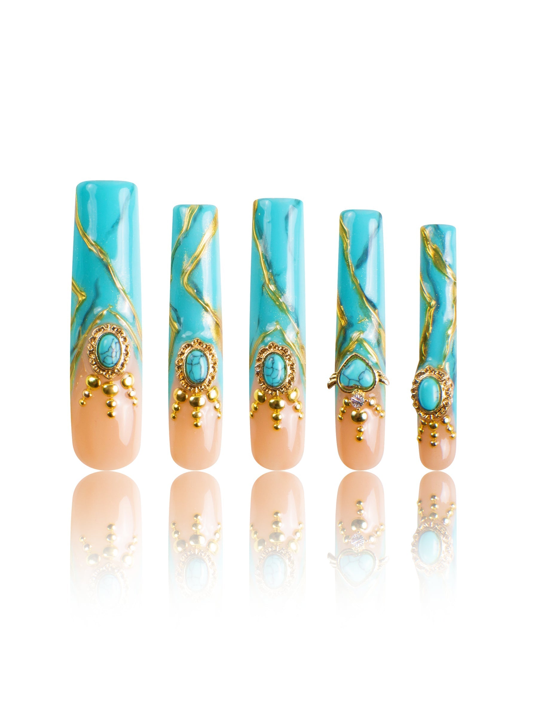 turquoise press on nails