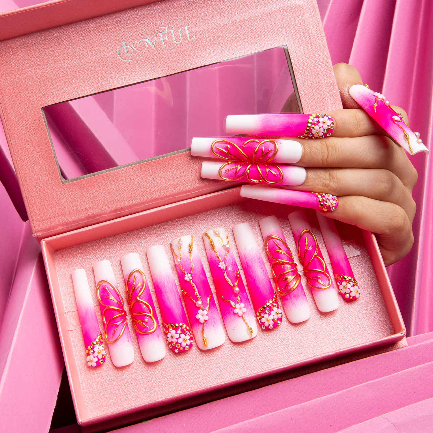 cherry blossom press on nails