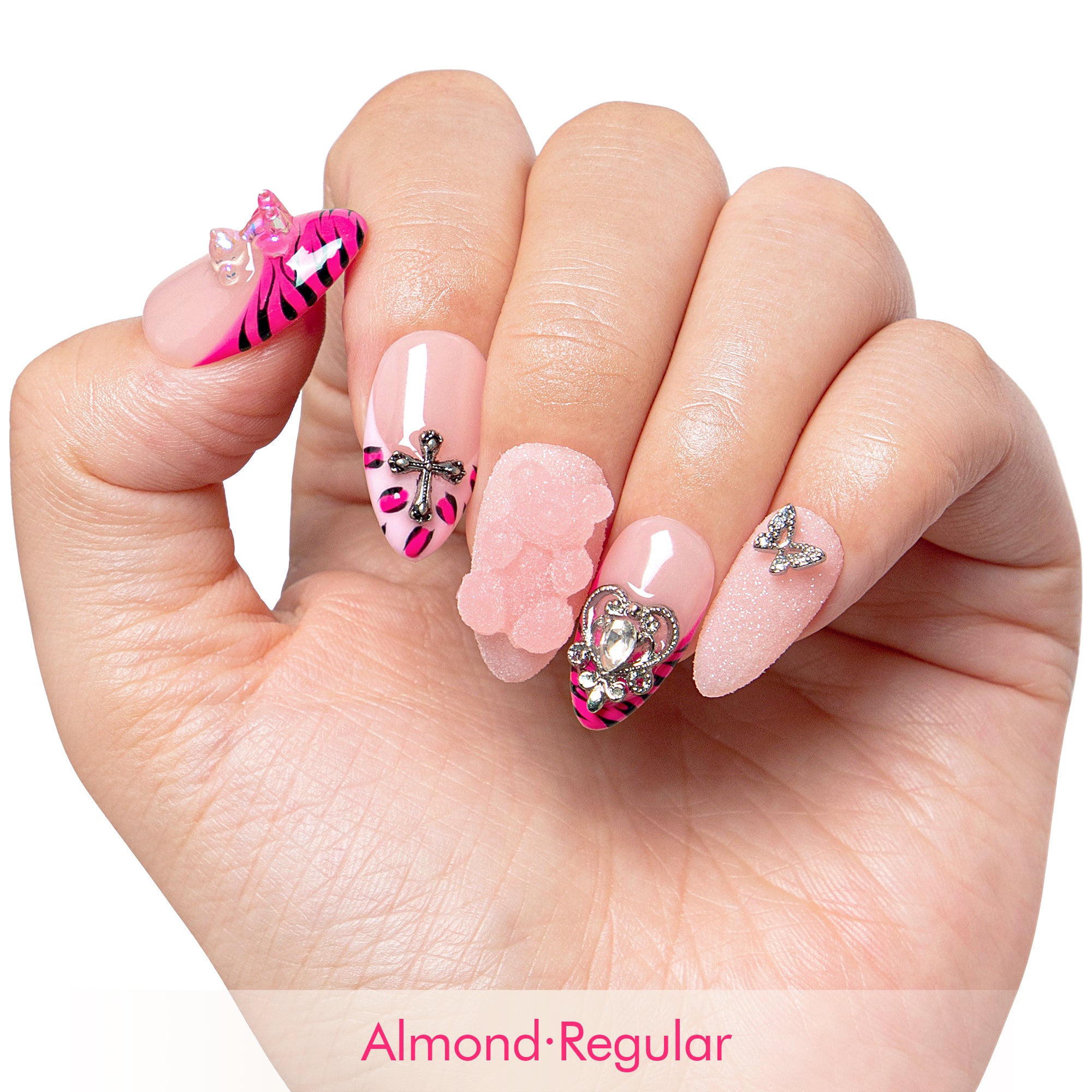 Safari Love Pink Handmade Nails H128