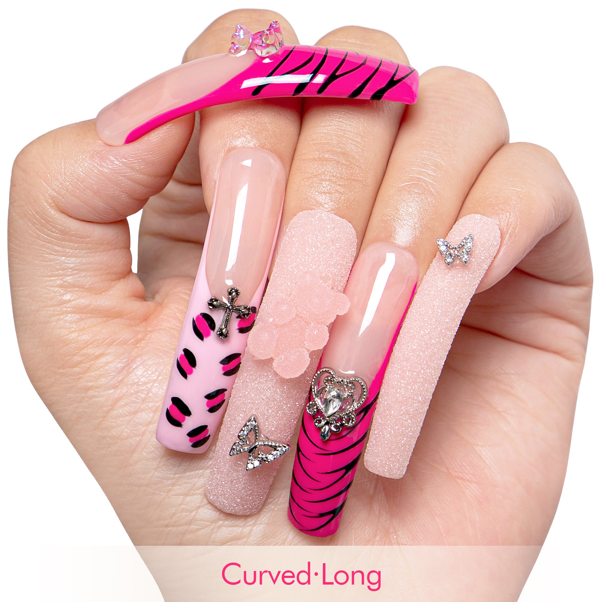 Safari Love Pink Handmade Nails H128