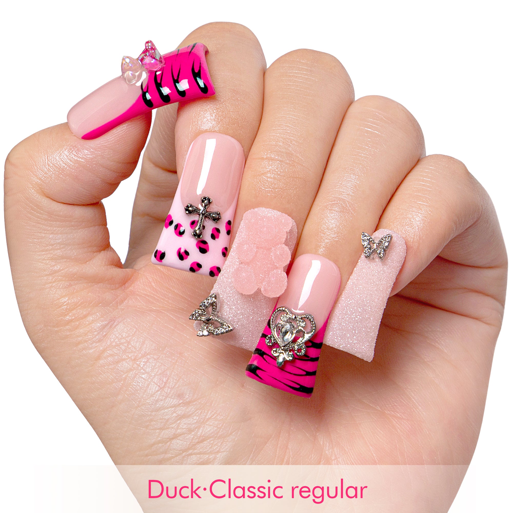 Safari Love Pink Handmade Nails H128