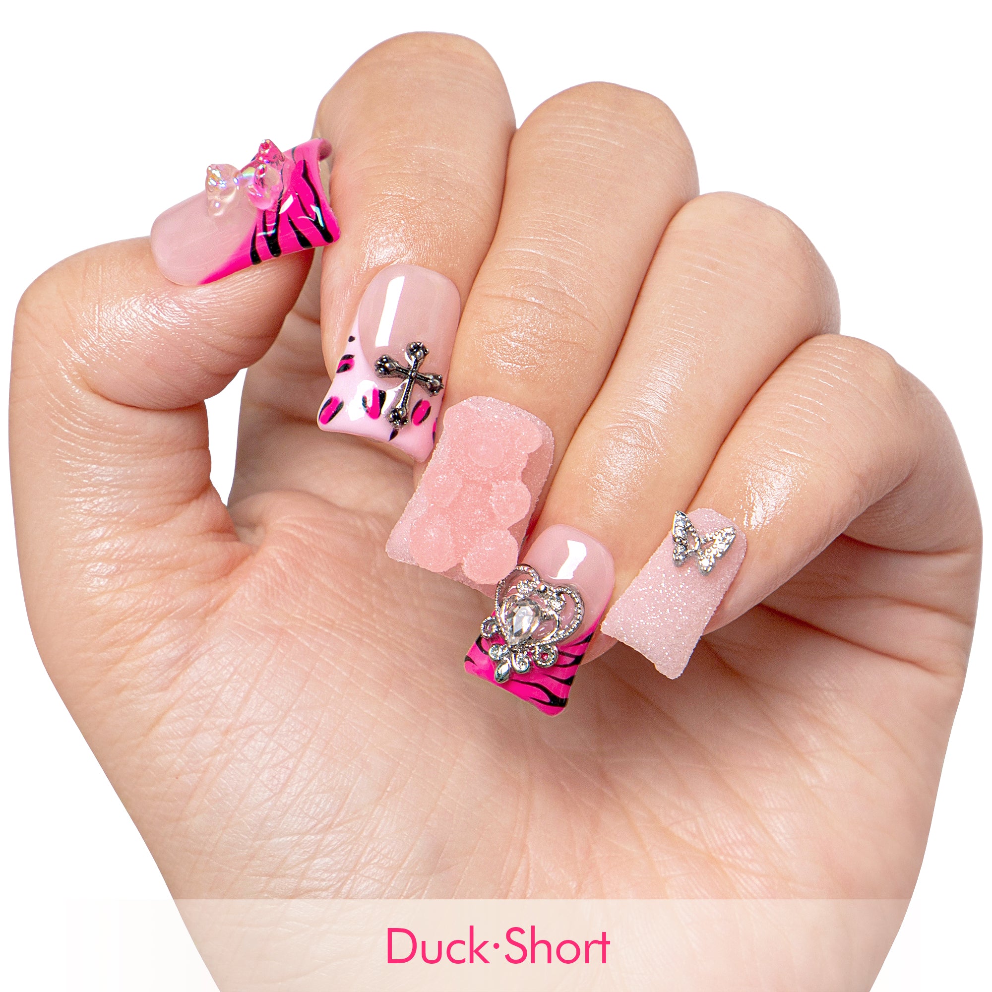 Safari Love Pink Handmade Nails H128