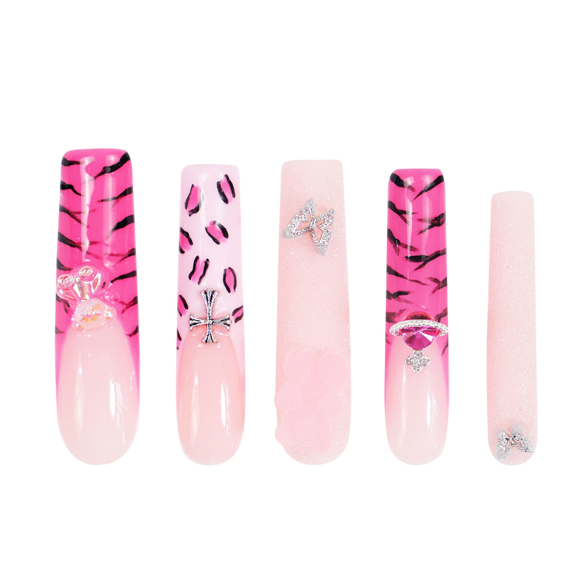 Safari Love Pink Handmade Nails H128