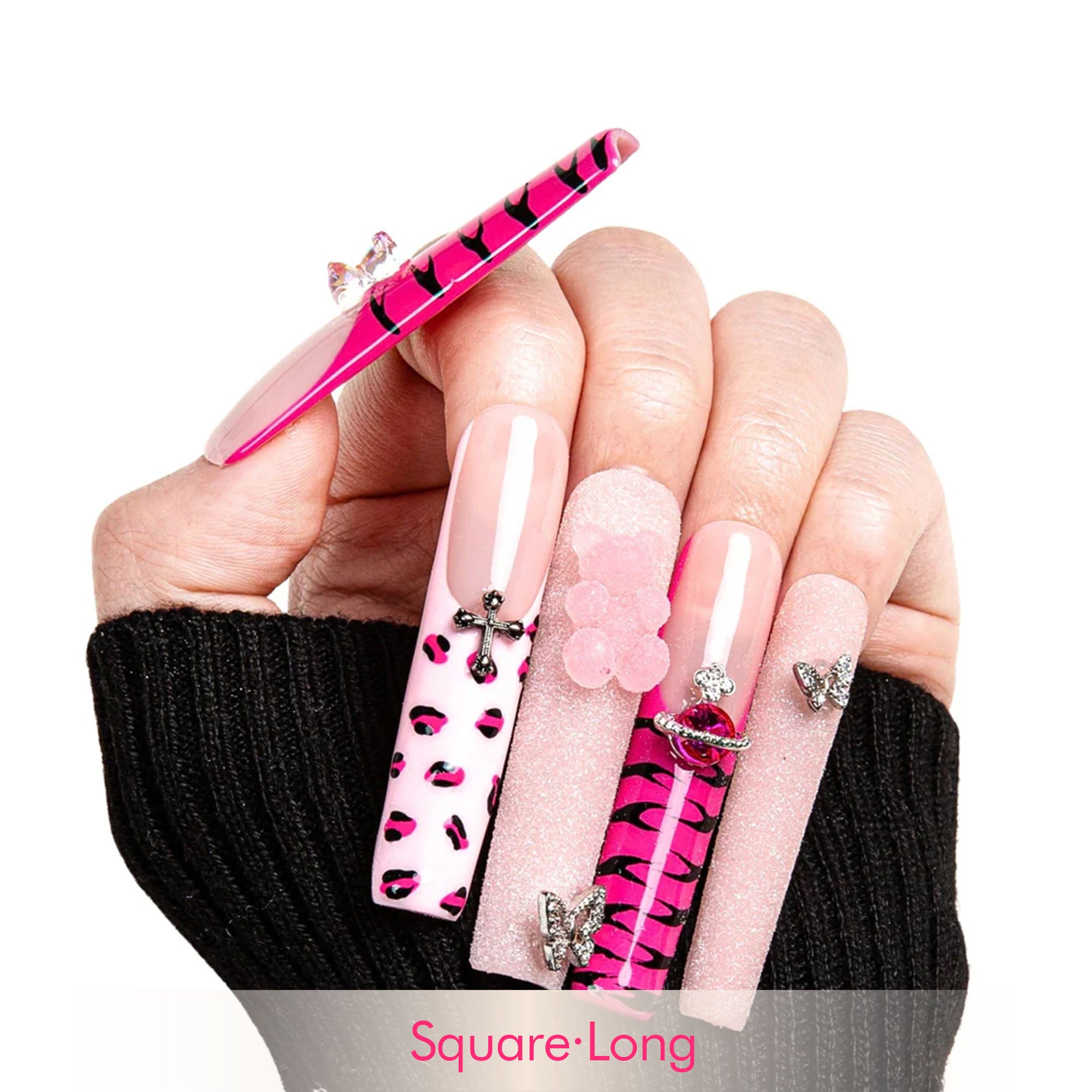 Safari Love Pink Handmade Nails H128