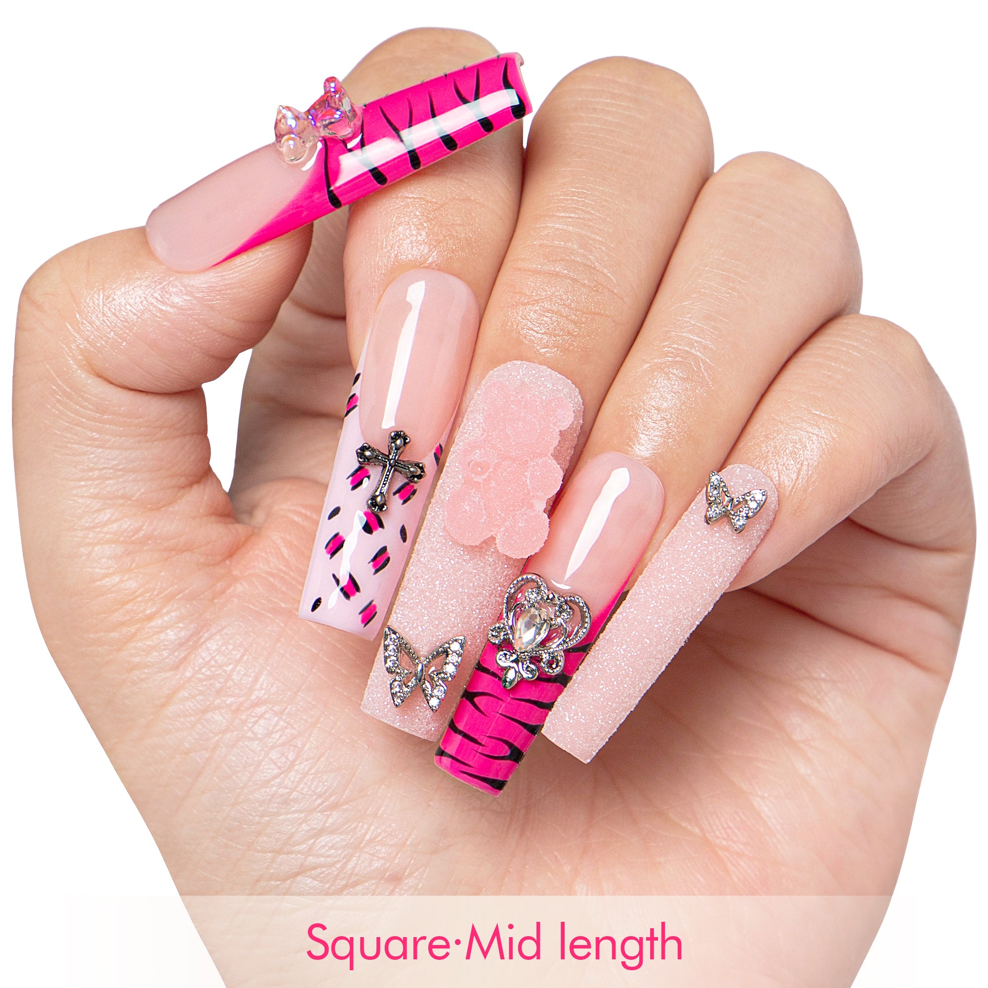 Safari Love Pink Handmade Nails H128