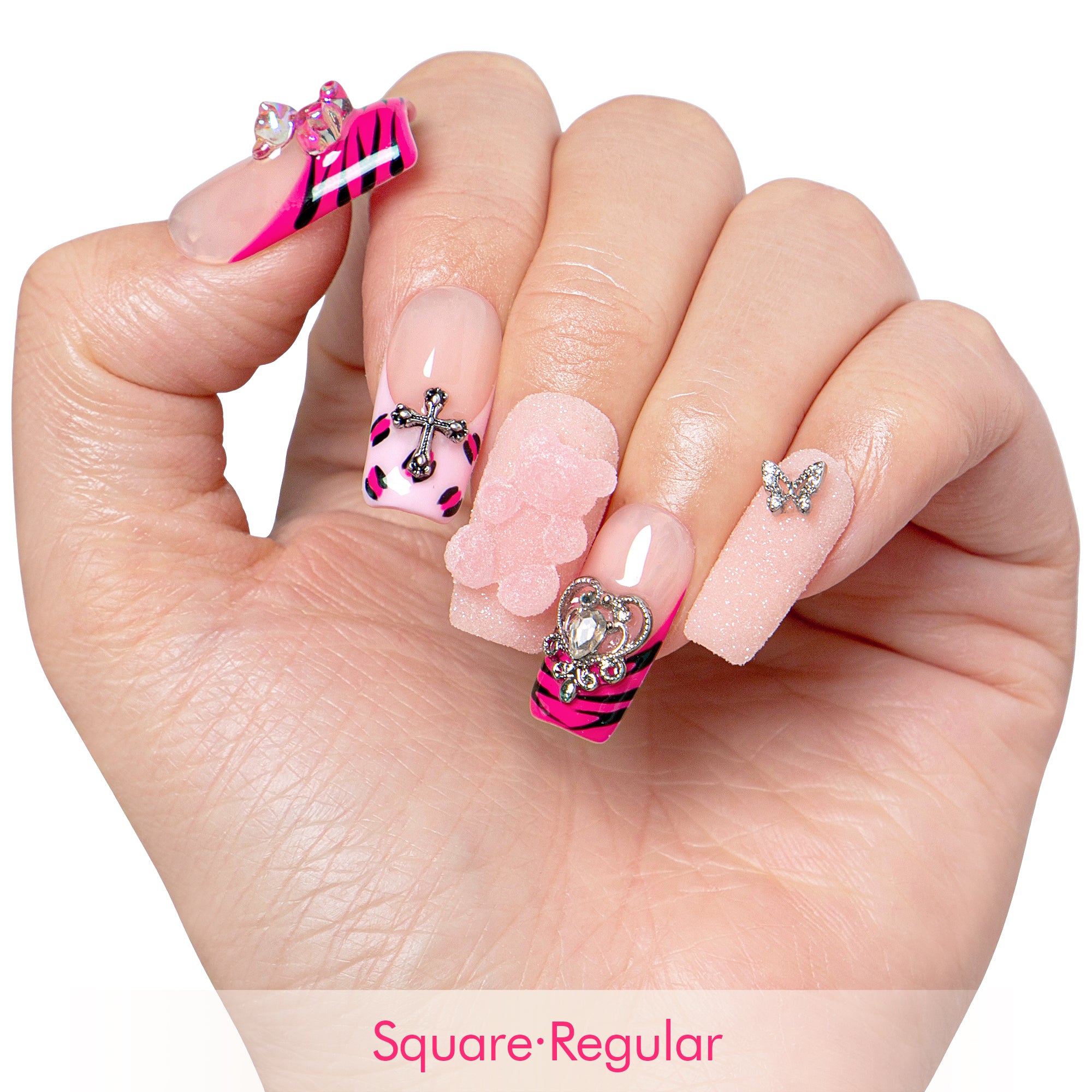 Safari Love Pink Handmade Nails H128