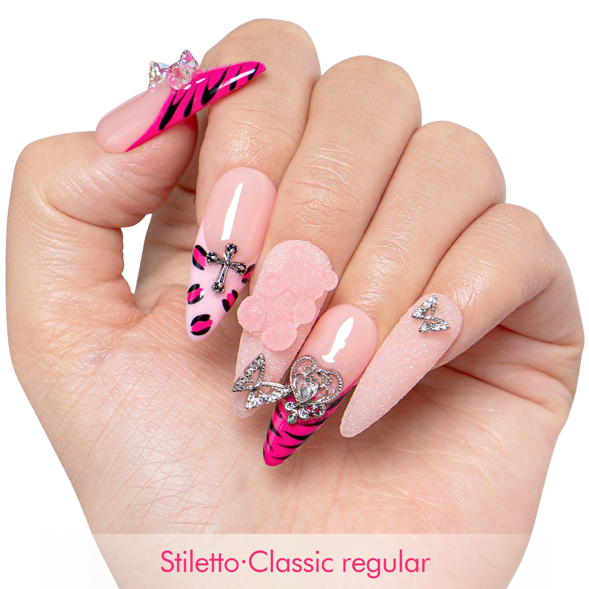 Safari Love Pink Handmade Nails H128