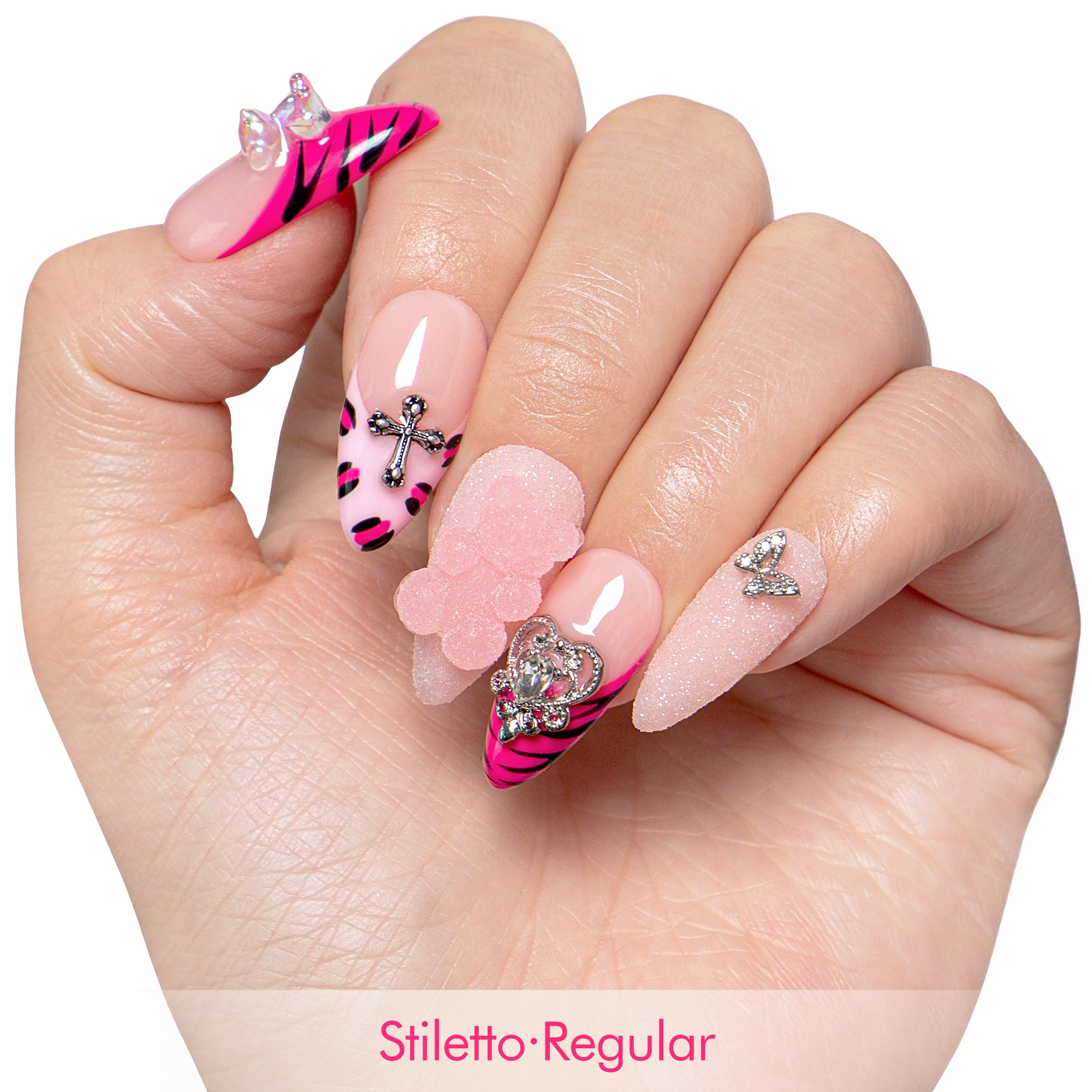 Safari Love Pink Handmade Nails H128