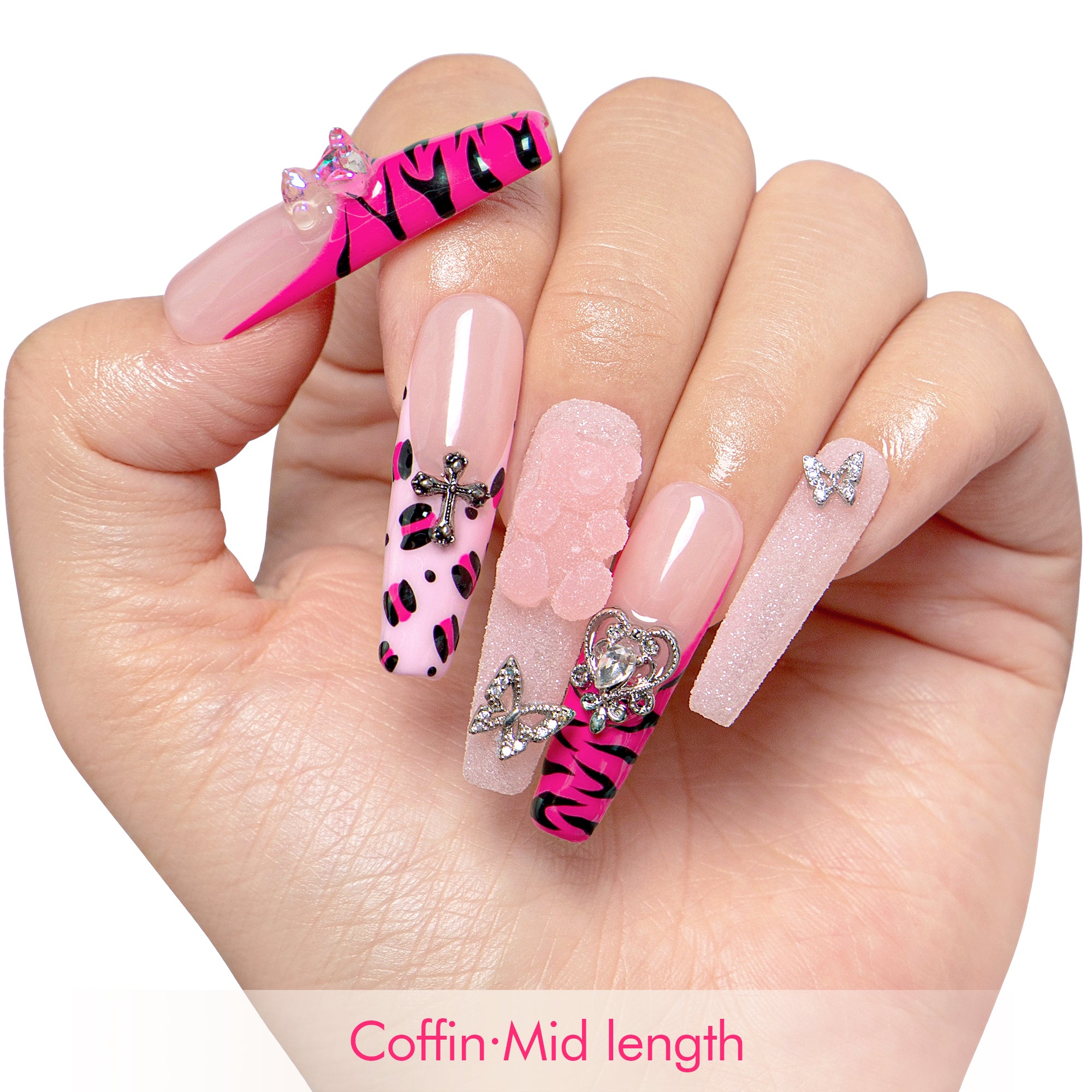 Safari Love Pink Handmade Nails H128