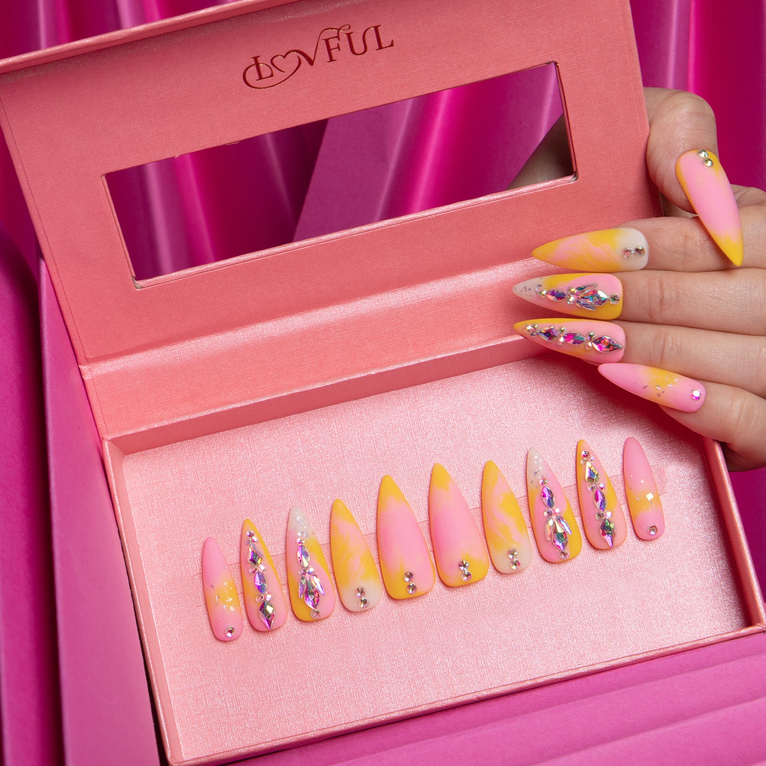 Sunset Slushy Handmade Stiletto Nails H129