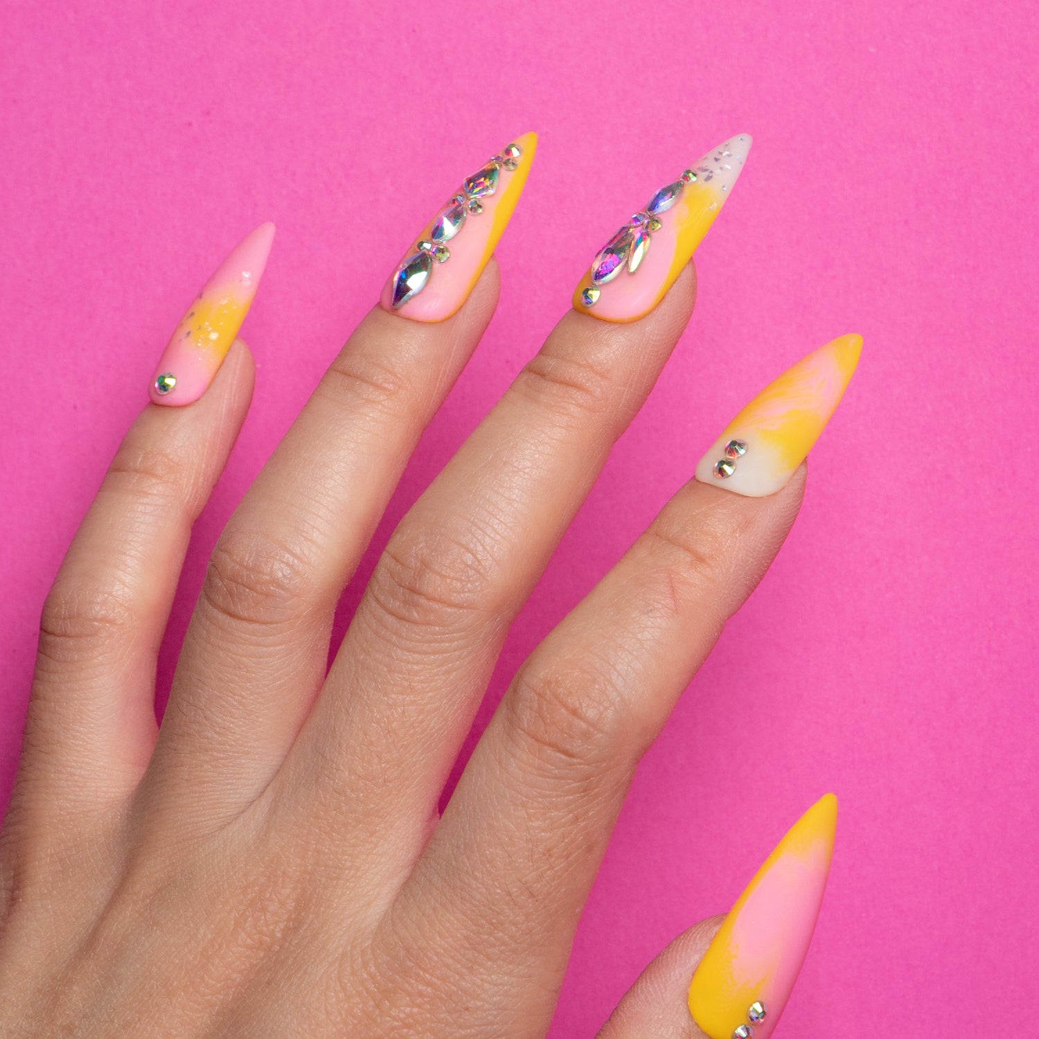 Sunset Slushy Handmade Stiletto Nails H129