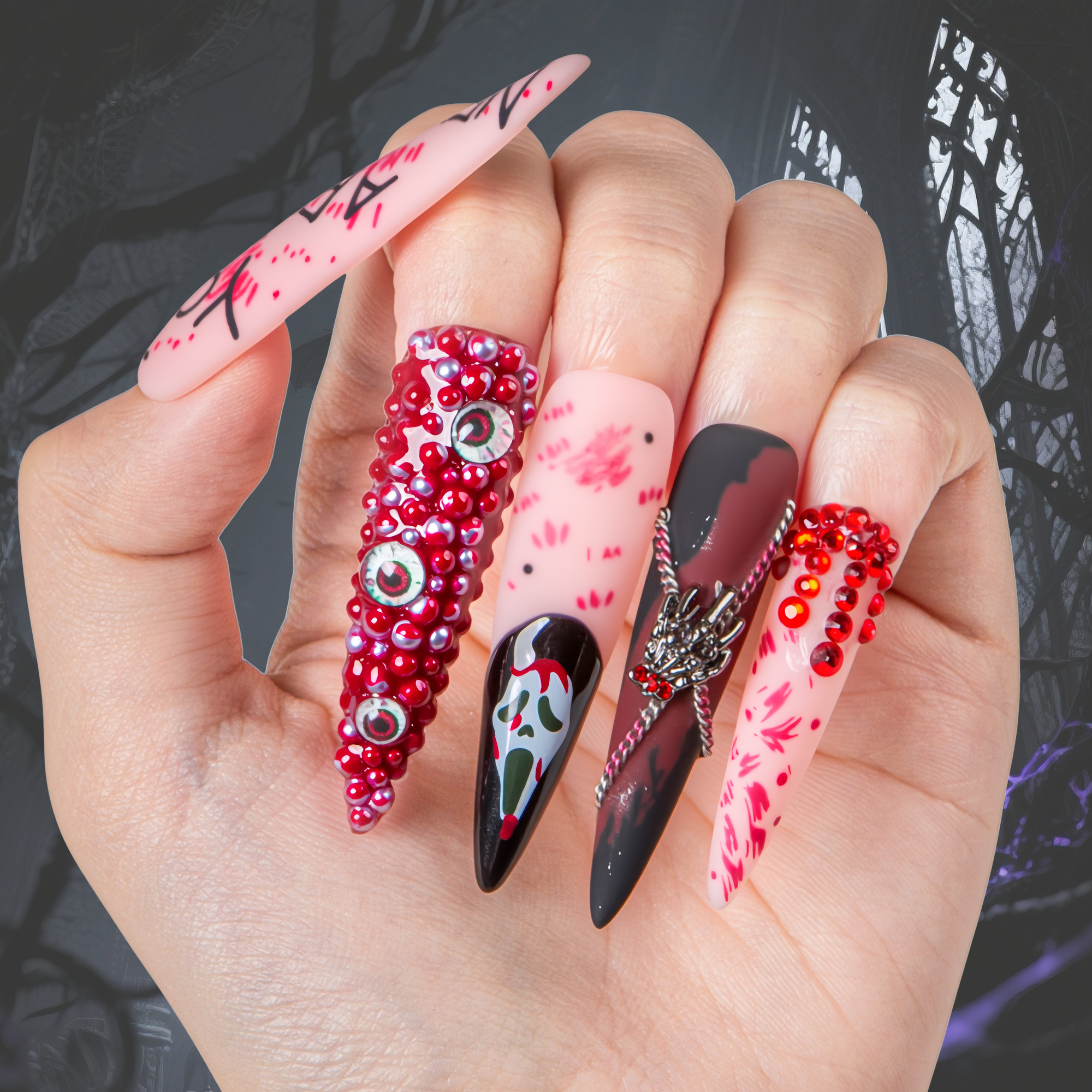 YOU ARE NEXT Handmade Nails GLOW IN THE DARK H134