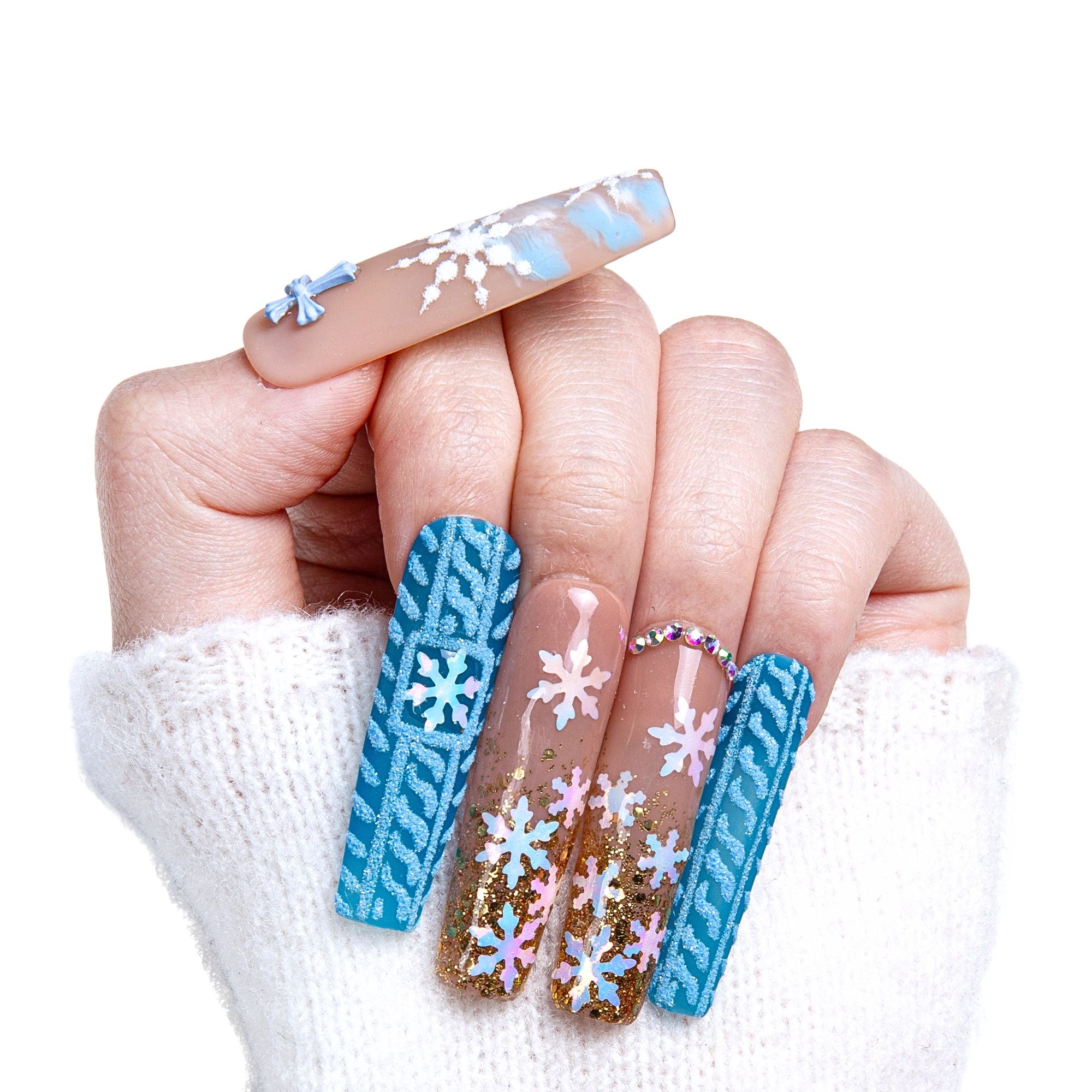 Winter Sunshine French Tip Handmade Nails H136