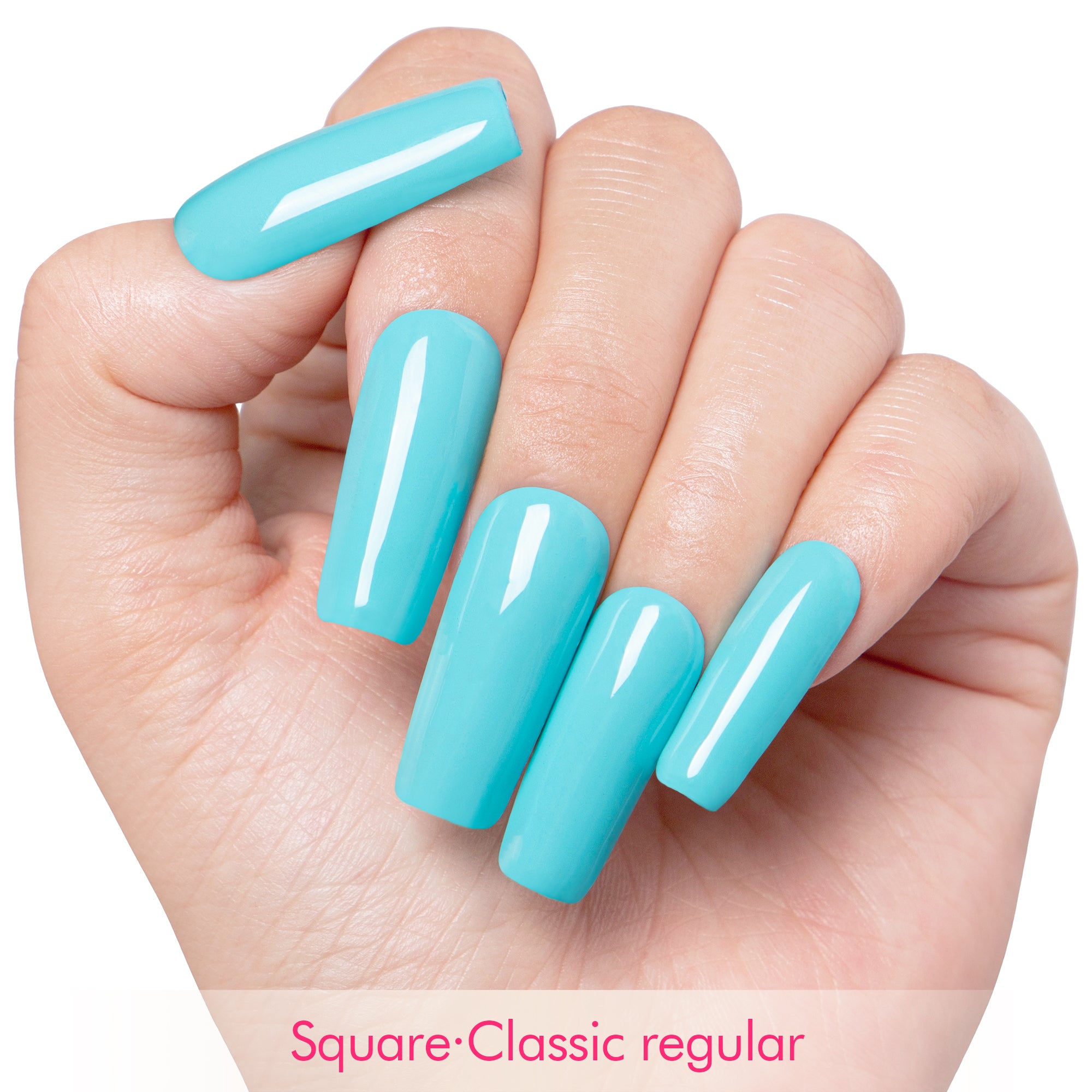 Shiny Blue Pure Color Handmade Nails H14